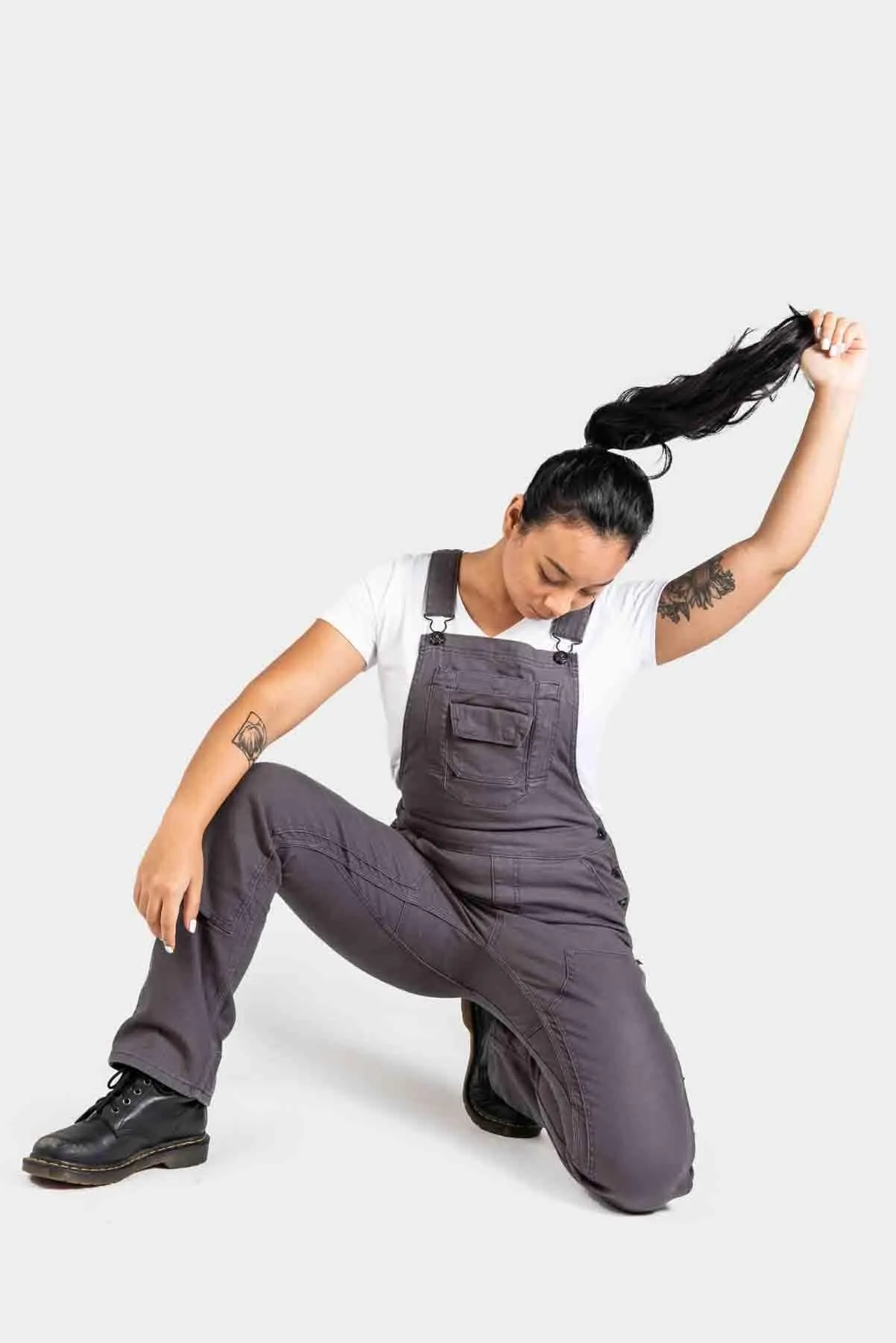 Freshley Overalls For Women in Grey Canvas sold by Dovetail Workwear product image thumbnail 5