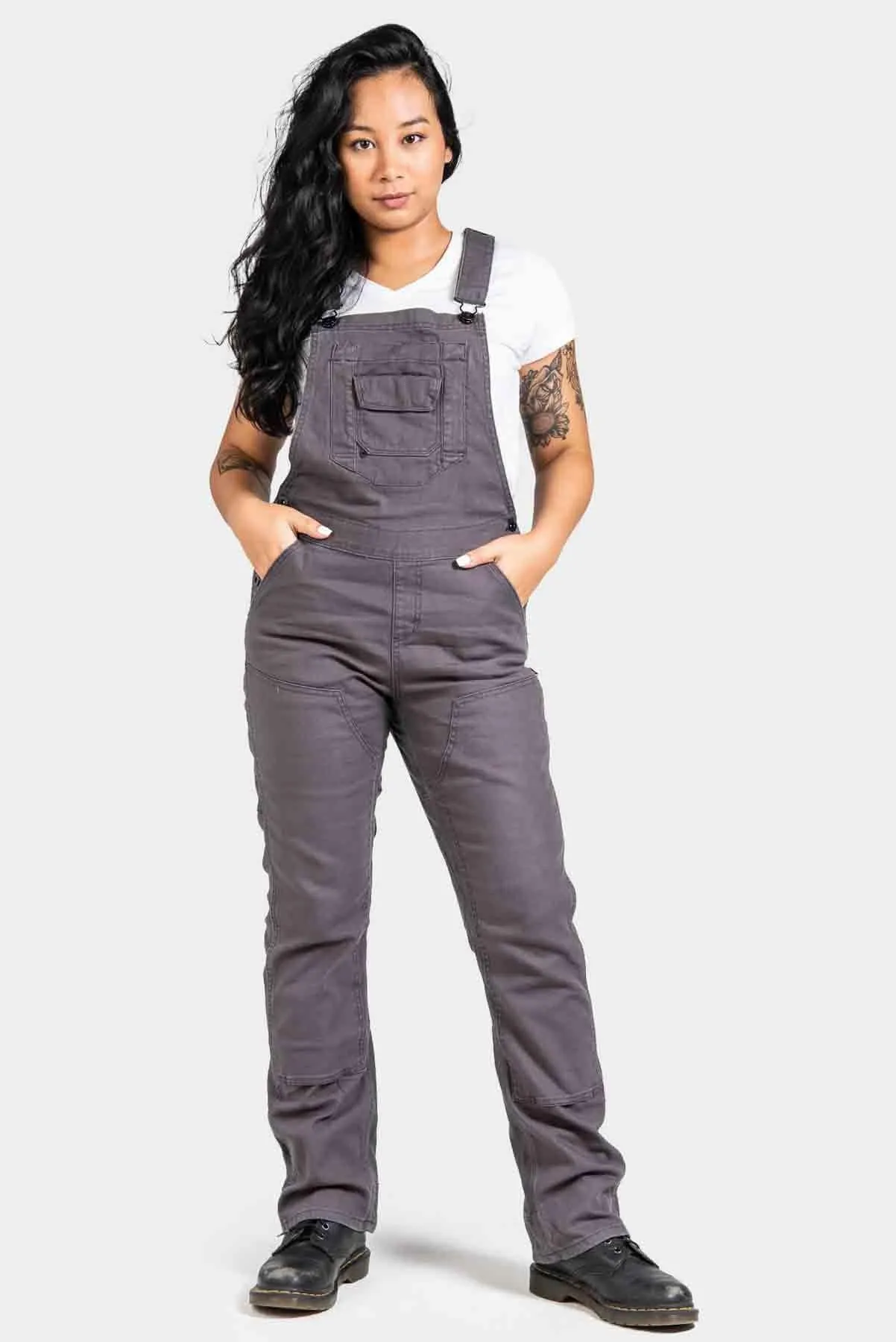 Freshley Overalls For Women in Grey Canvas sold by Dovetail Workwear