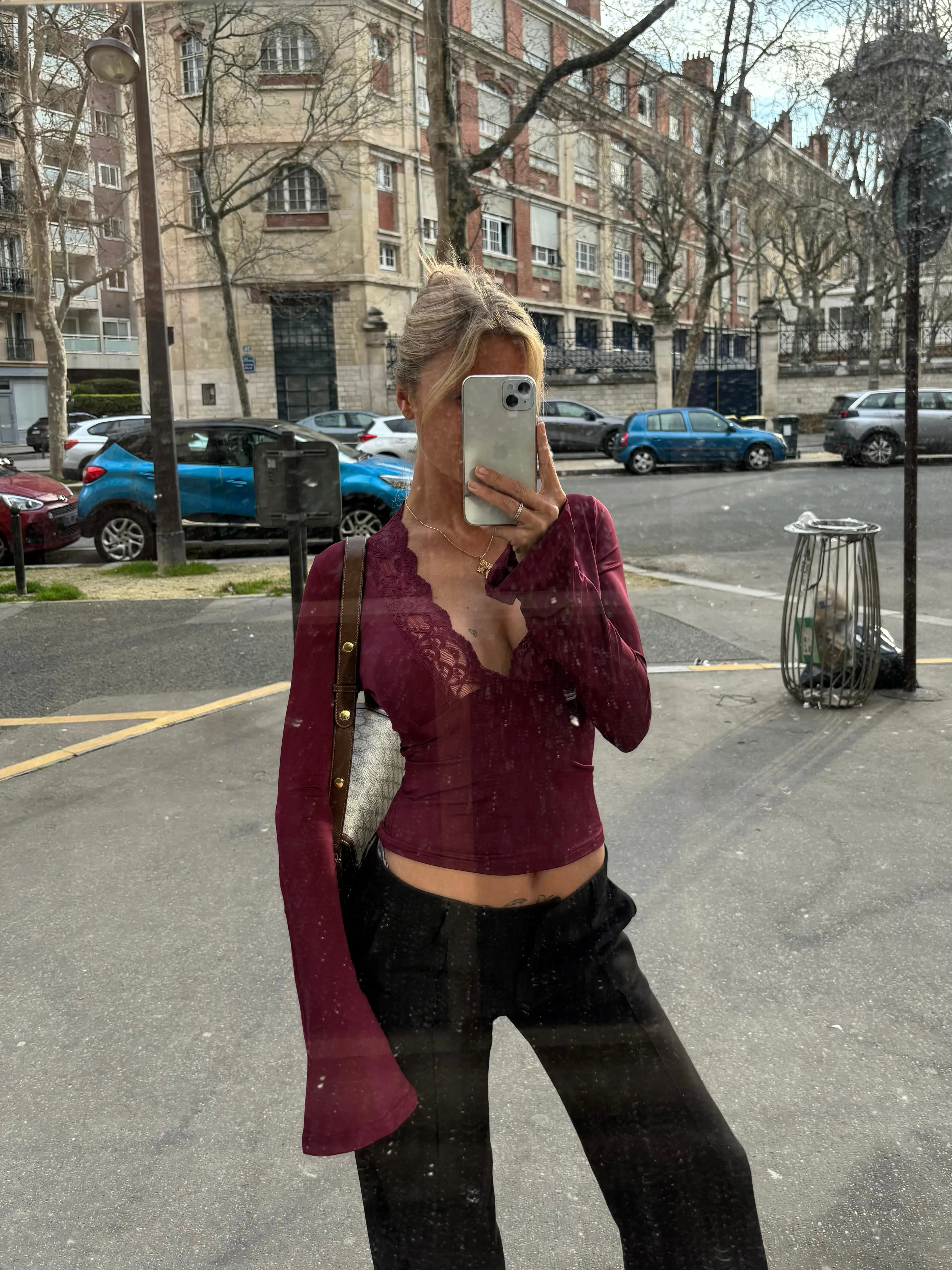 Pretty basic lace top - bordeaux sold by Venderbys