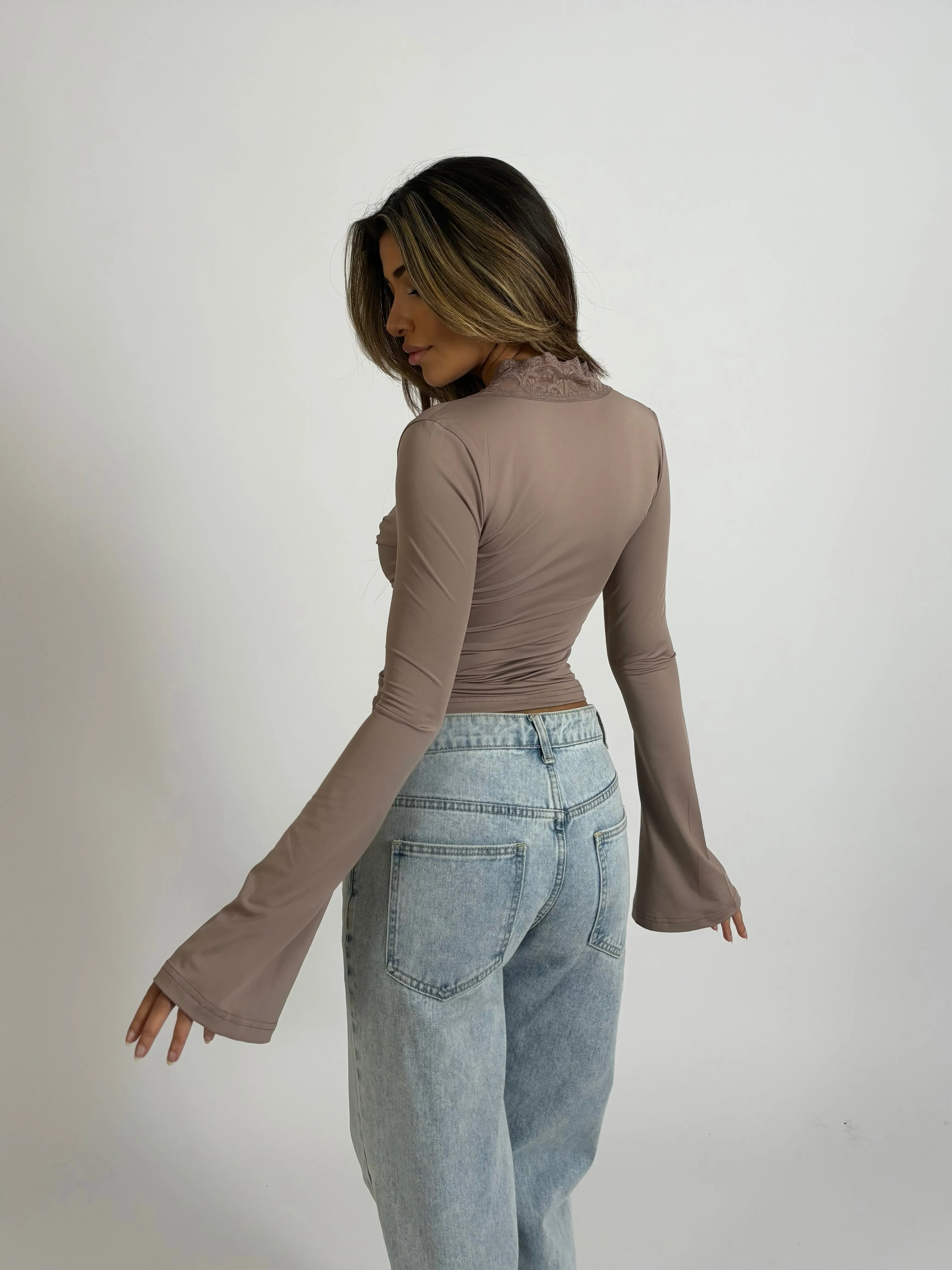 Pretty basic lace top - tan sold by Venderbys product image thumbnail 2