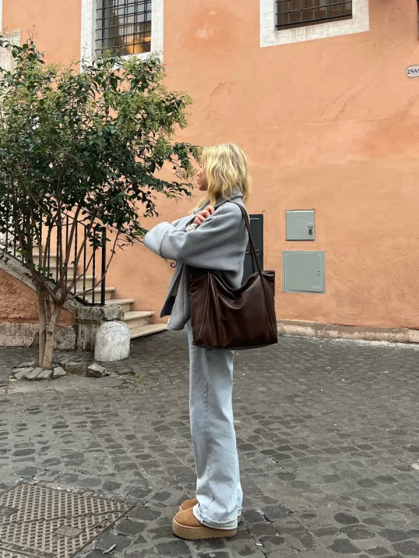 PU shopper bag - mørk brun sold by Venderbys