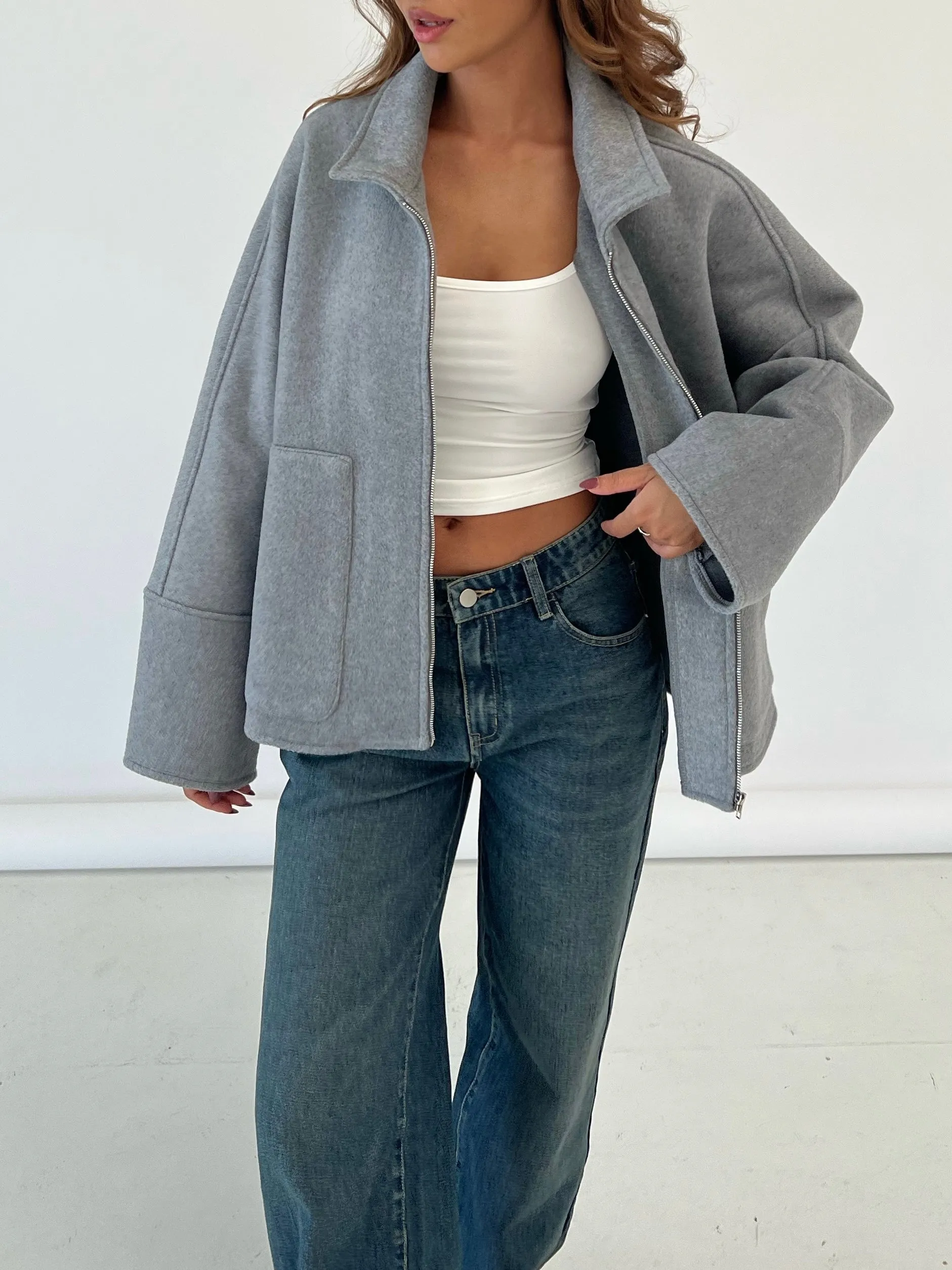 Wool zipper jacket - grå sold by Venderbys