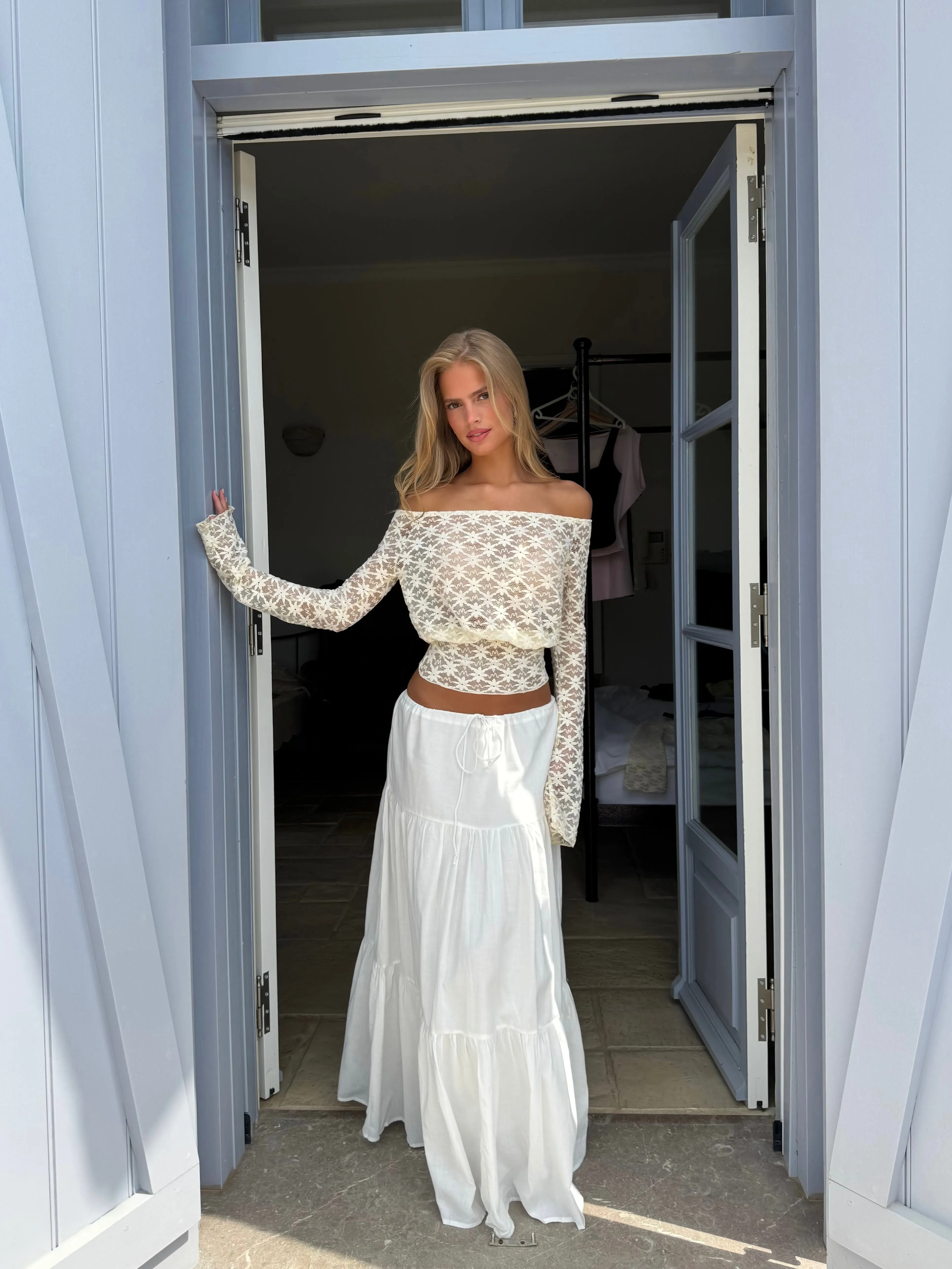 Athena lace top - cream sold by Venderbys