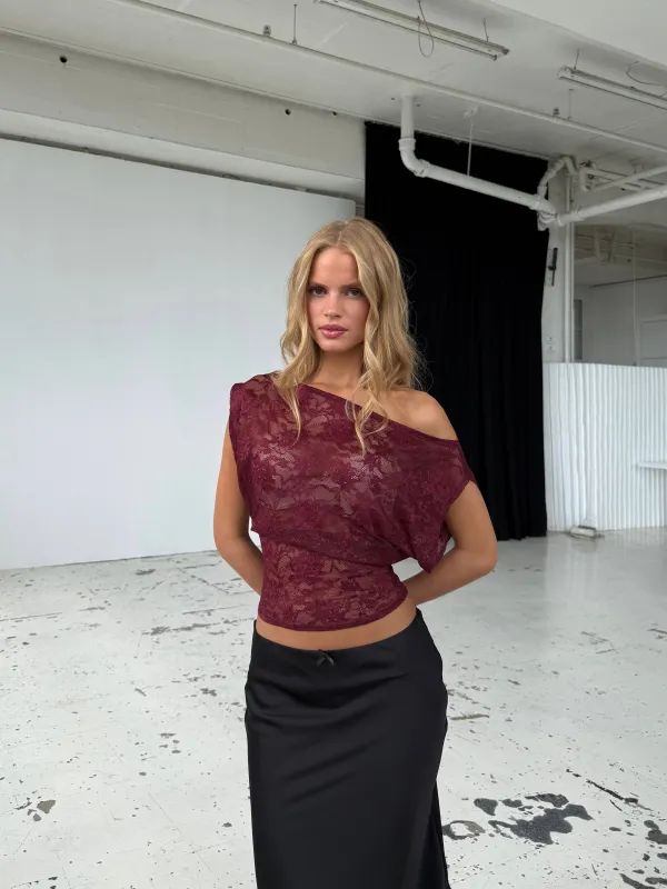 Iris lace top - bordeaux sold by Venderbys