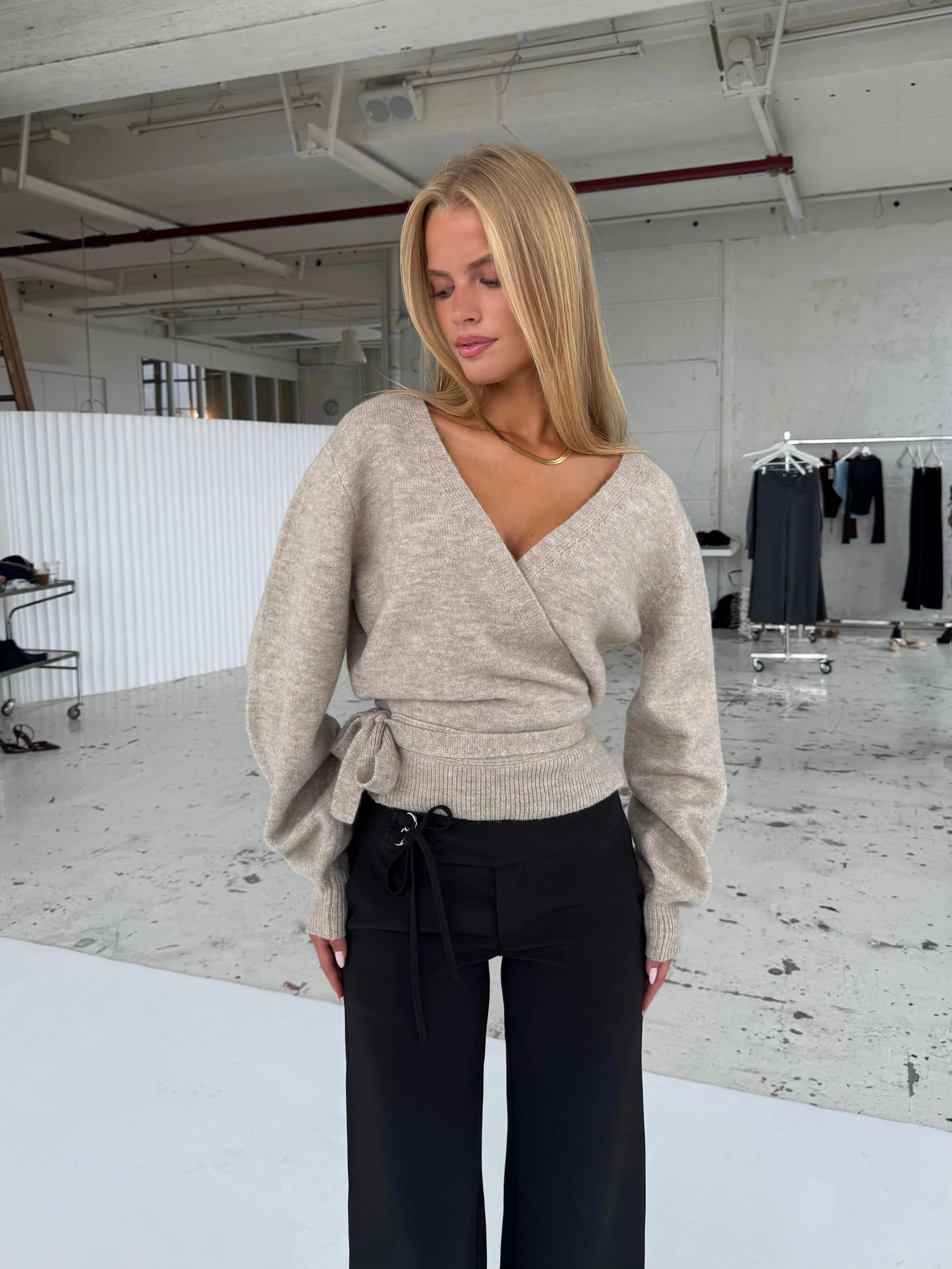 Wool blend wrap cardigan - beige sold by Venderbys product image thumbnail 3