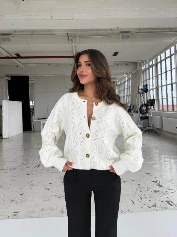 Lacework wool cardigan - hvid sold by Venderbys