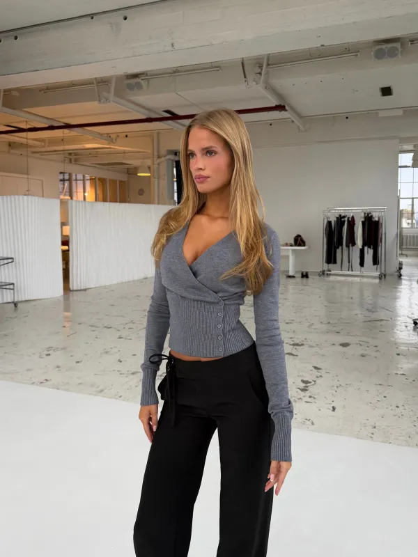 New knit cardigan - meleret grå made by Venderbys