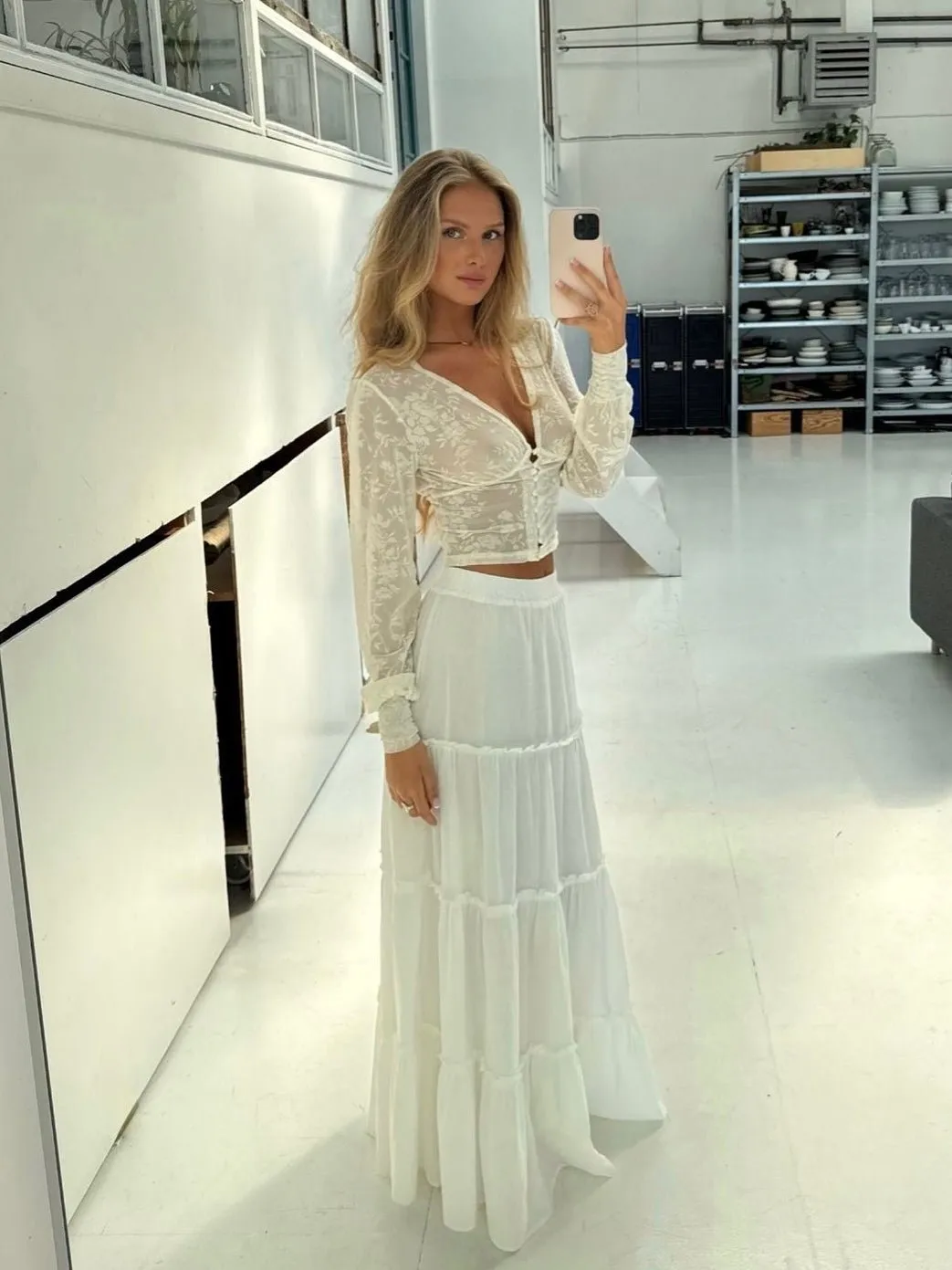 Button Cream Rose top - cream sold by Venderbys product image thumbnail 3