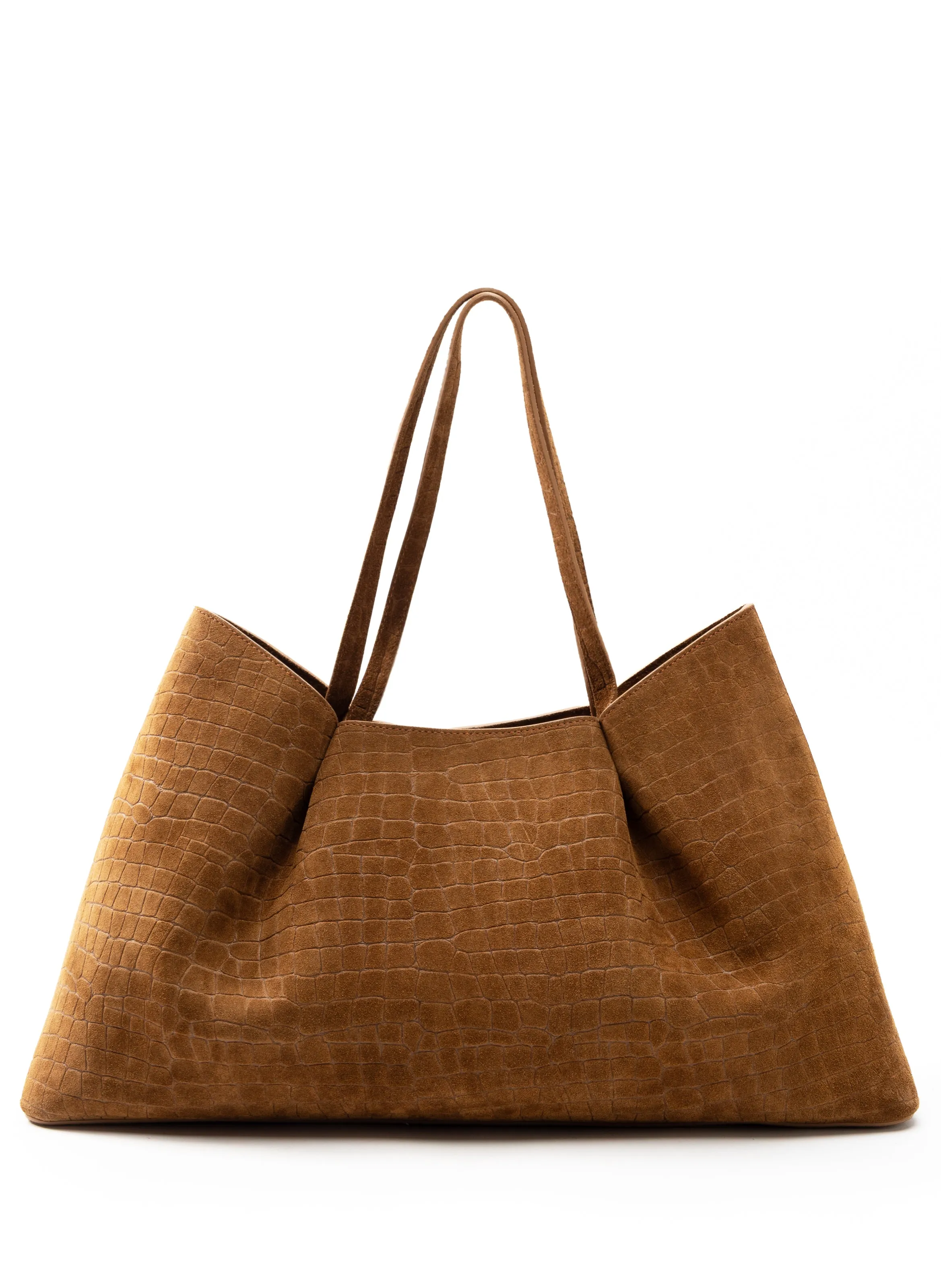 Dimple Tote Croco Suede Cognac (Backorder — Jan 2026) sold by Elleme