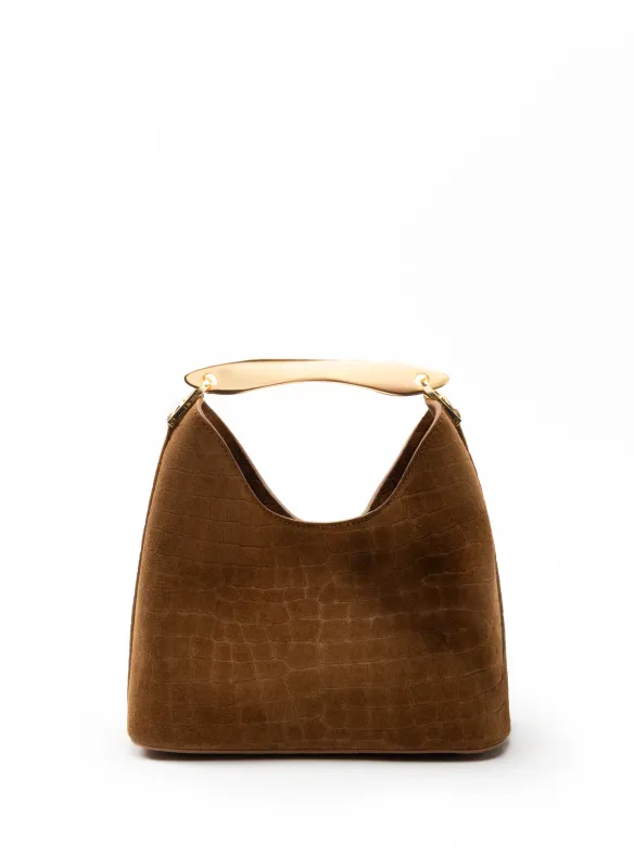 Small Boomerang Croco Suede Cognac (Backorder — Jan 2026) sold by Elleme