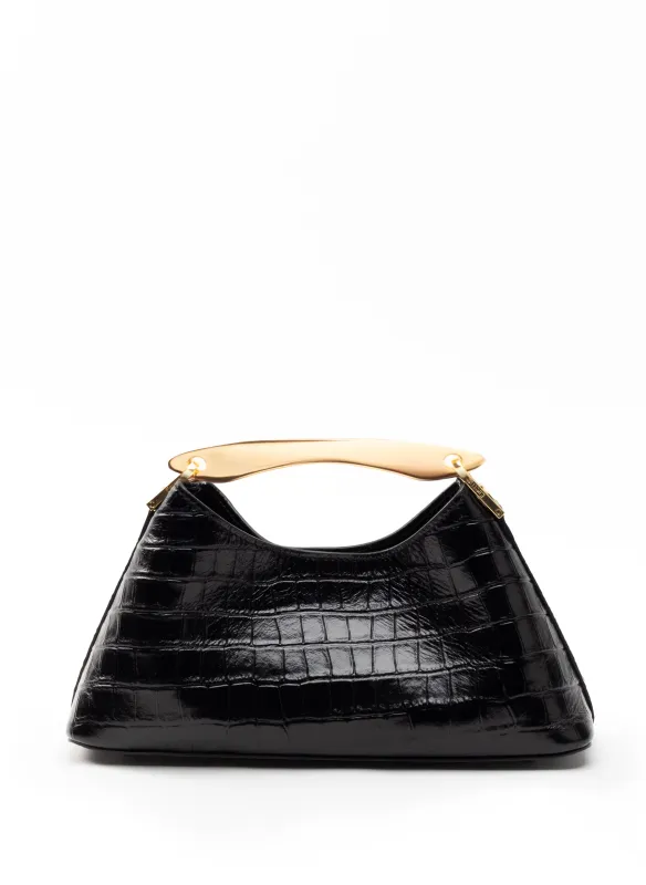 Mini Boomerang Croco Leather Black sold by Elleme