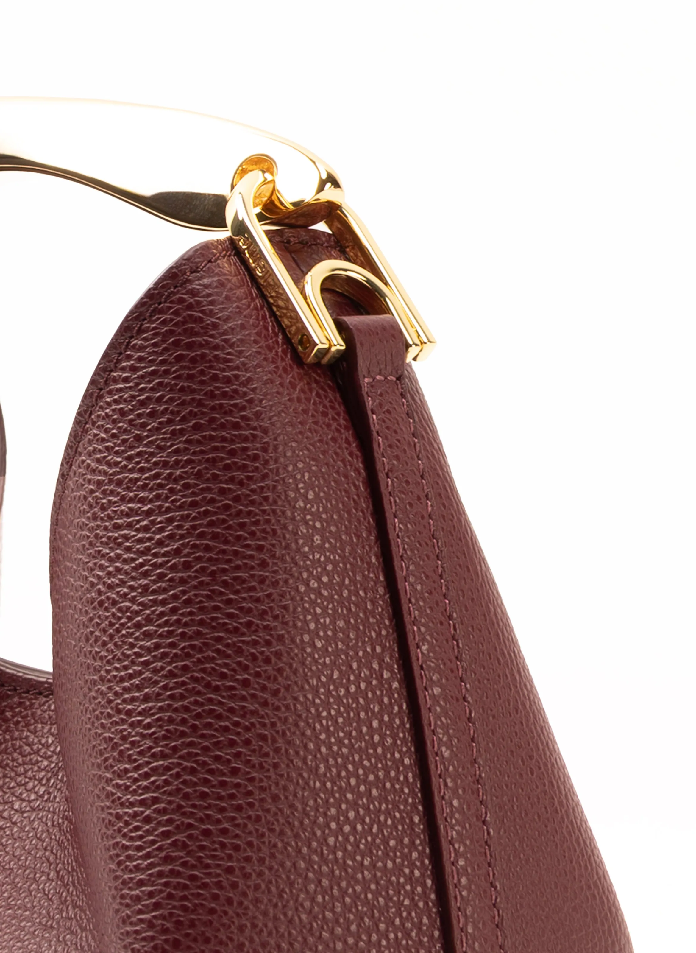 Small Boomerang Pebbled Leather Burgundy sold by Elleme product image thumbnail 4