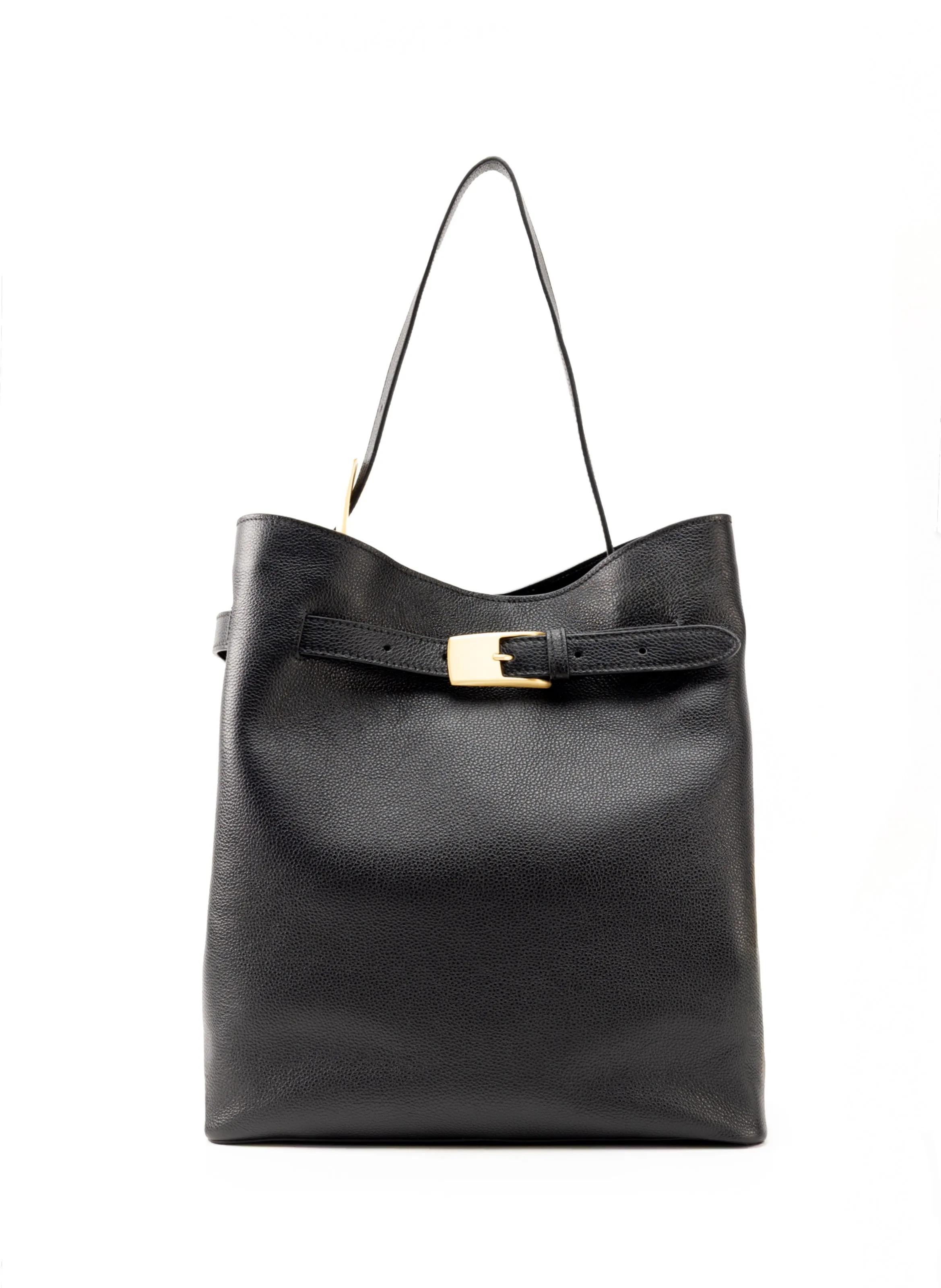 Belt Bag Pebbled Leather Black - Gold sold by Elleme