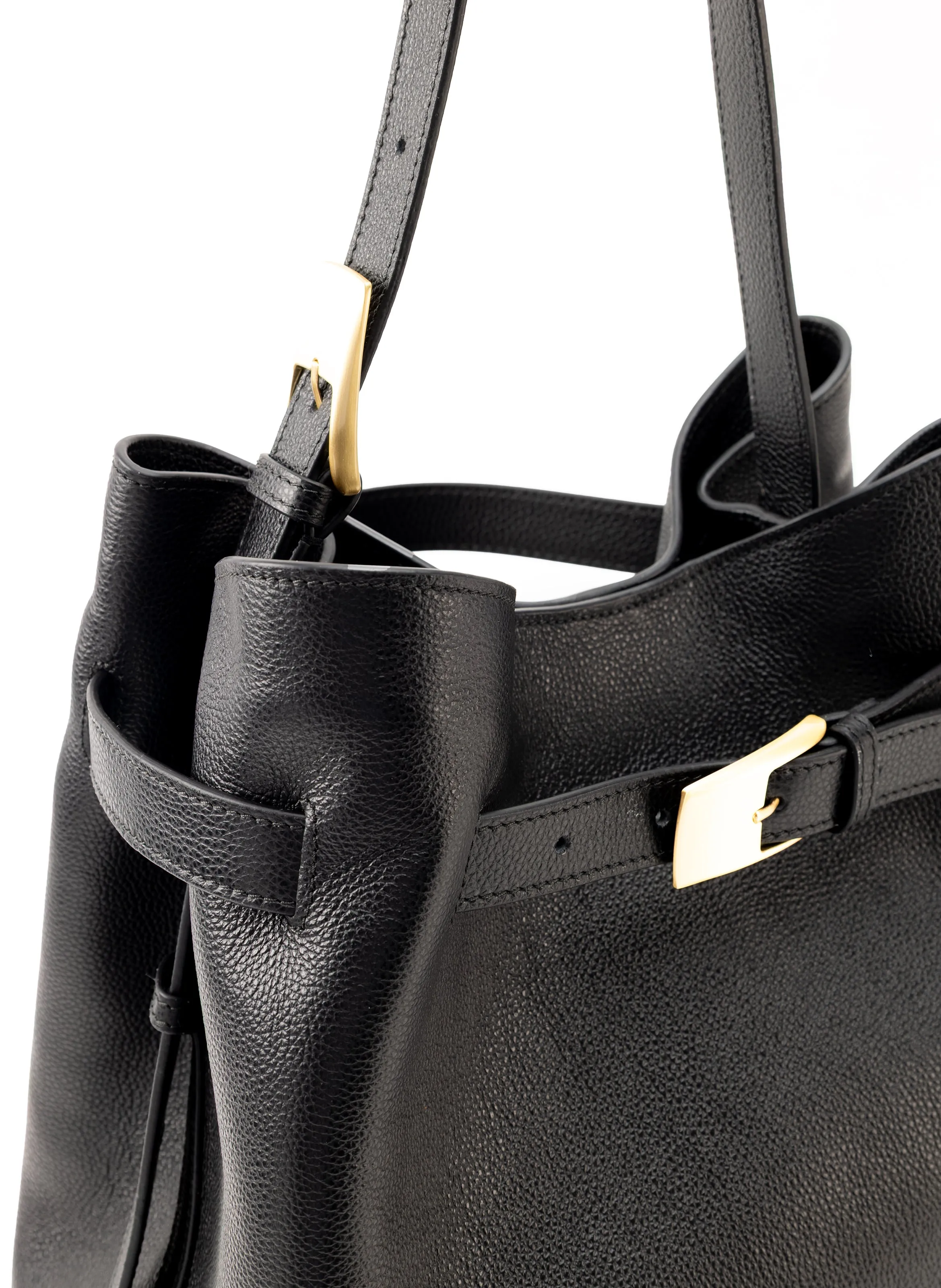 Belt Bag Pebbled Leather Black - Gold sold by Elleme product image thumbnail 4