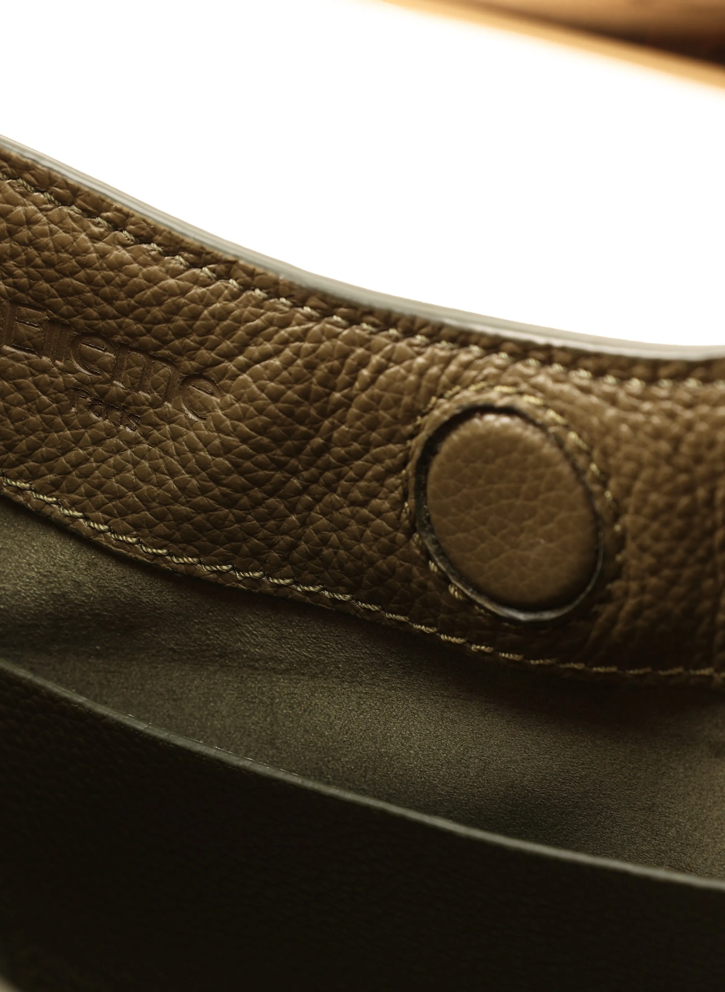 Small Boomerang Pebbled Leather Khaki sold by Elleme product image thumbnail 4