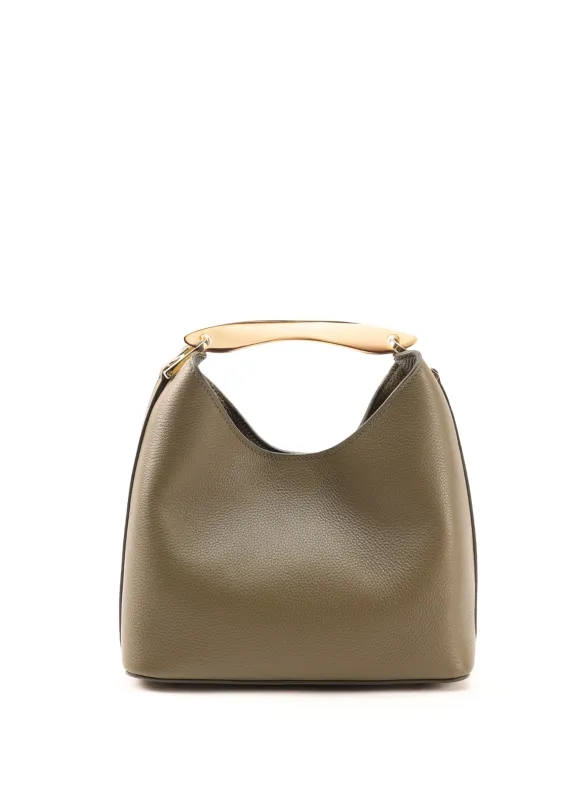 Small Boomerang Pebbled Leather Khaki sold by Elleme