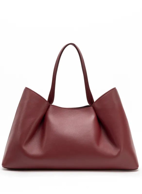 Dimple Tote Leather Burgundy sold by Elleme