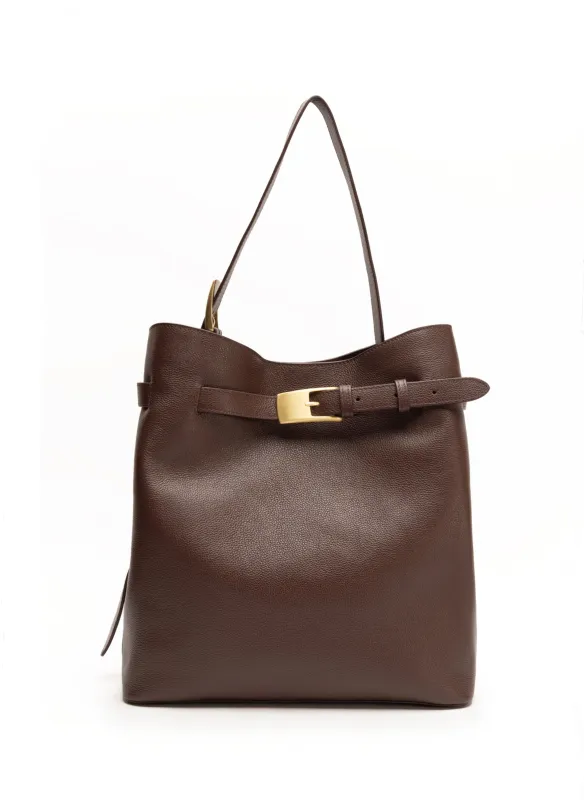 Belt Bag Pebbled Leather Dark Brown sold by Elleme