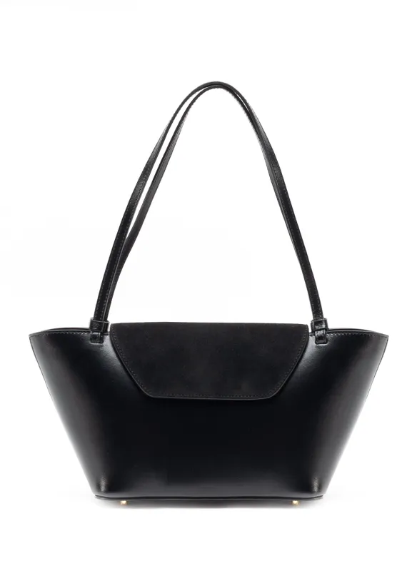 Courrier Tote Suede/Leather Black sold by Elleme