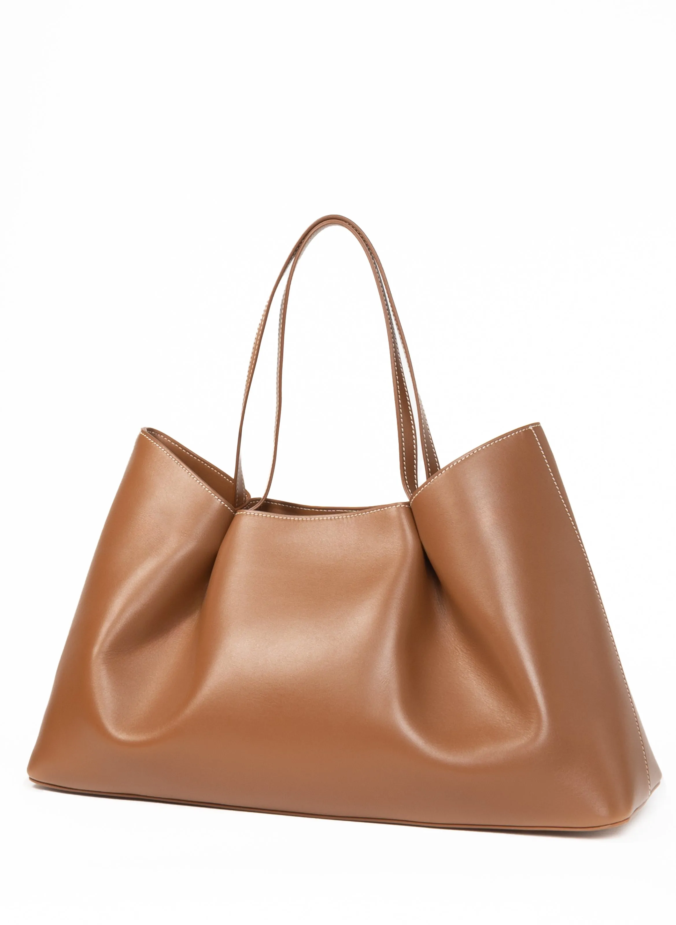 Dimple Tote Leather Cognac/White Stitches sold by Elleme product image thumbnail 3