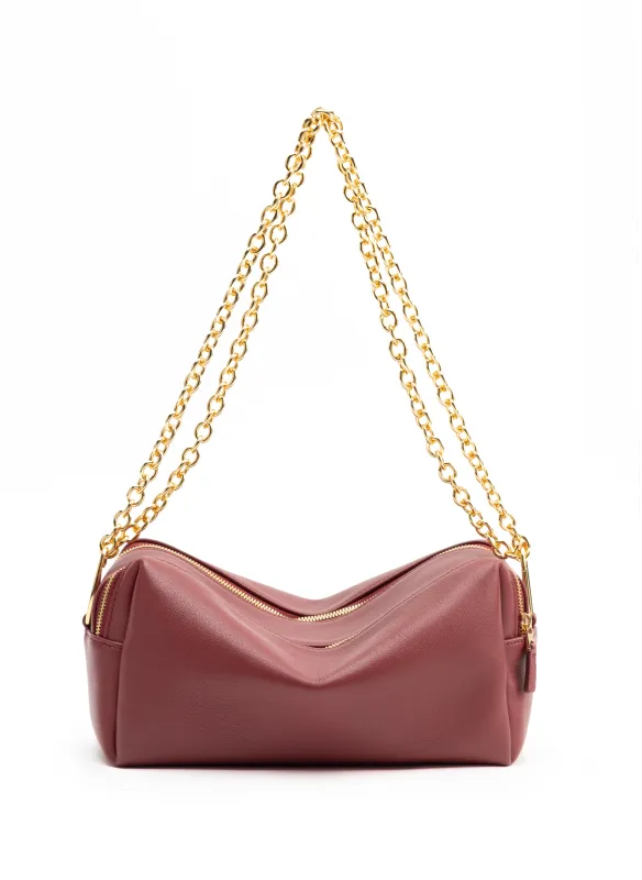 Trousse Chain Leather Burgundy sold by Elleme