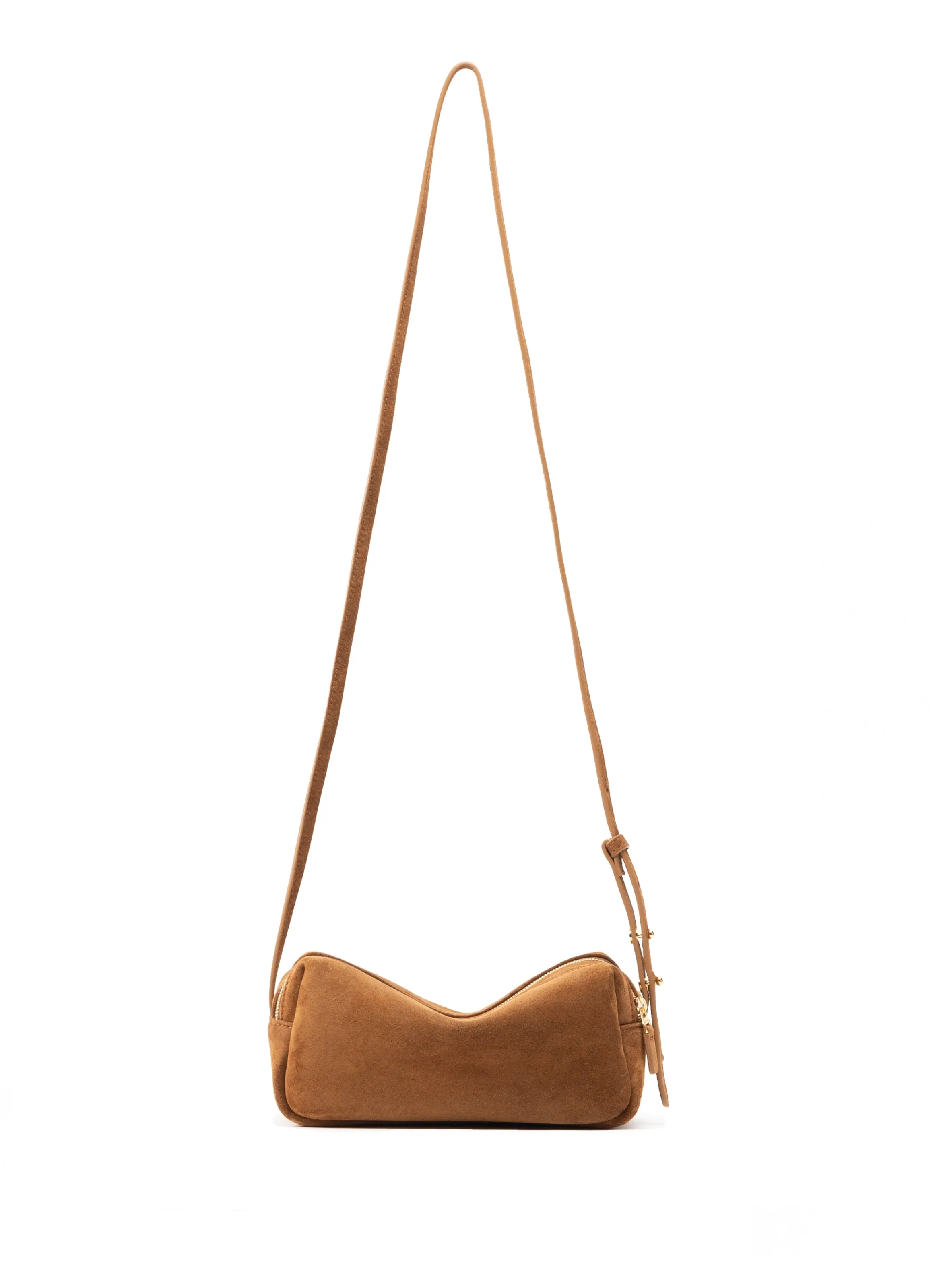 Mini Trousse Suede Cognac sold by Elleme