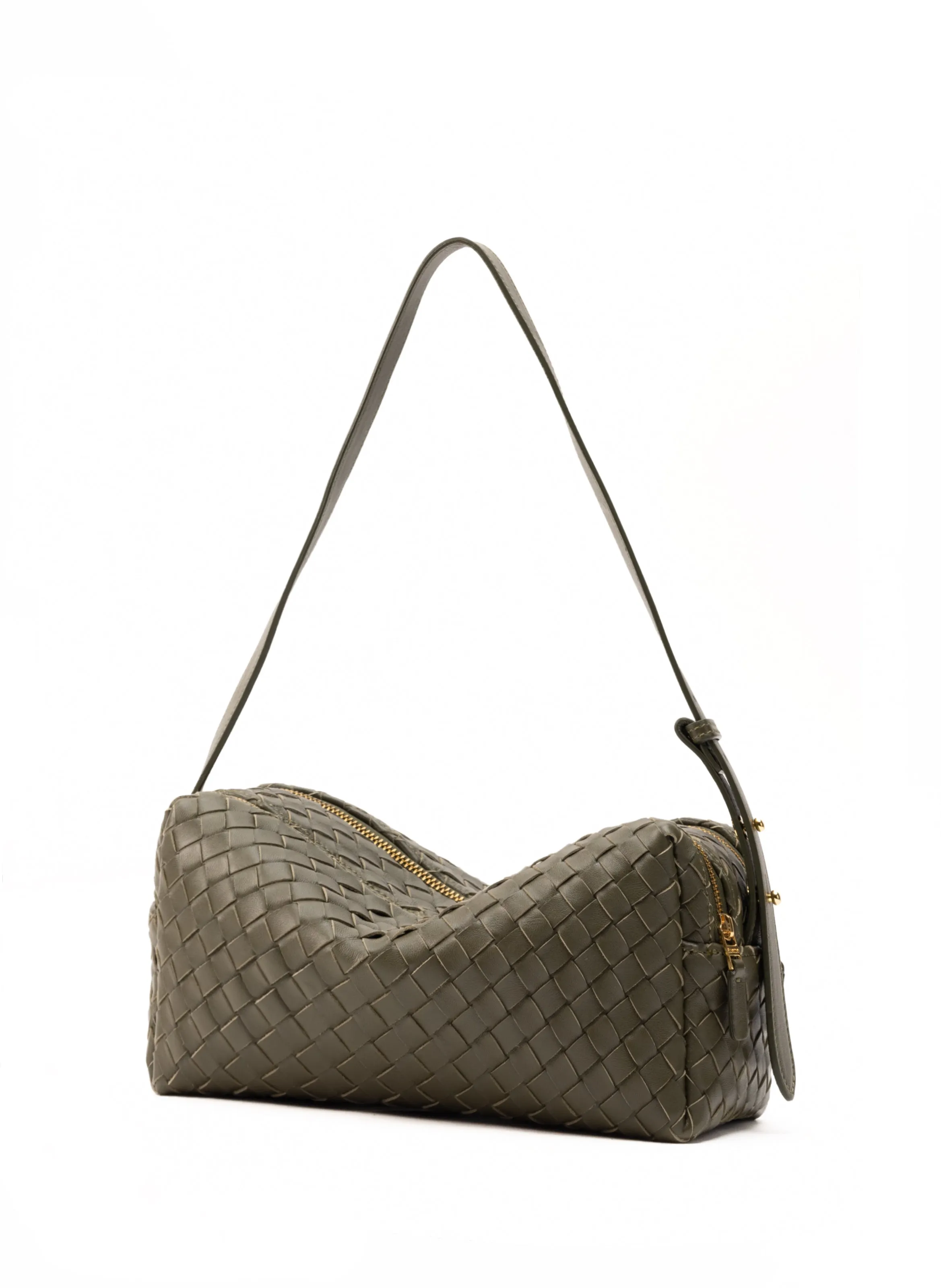 Trousse Woven Leather Olive Green sold by Elleme product image thumbnail 3