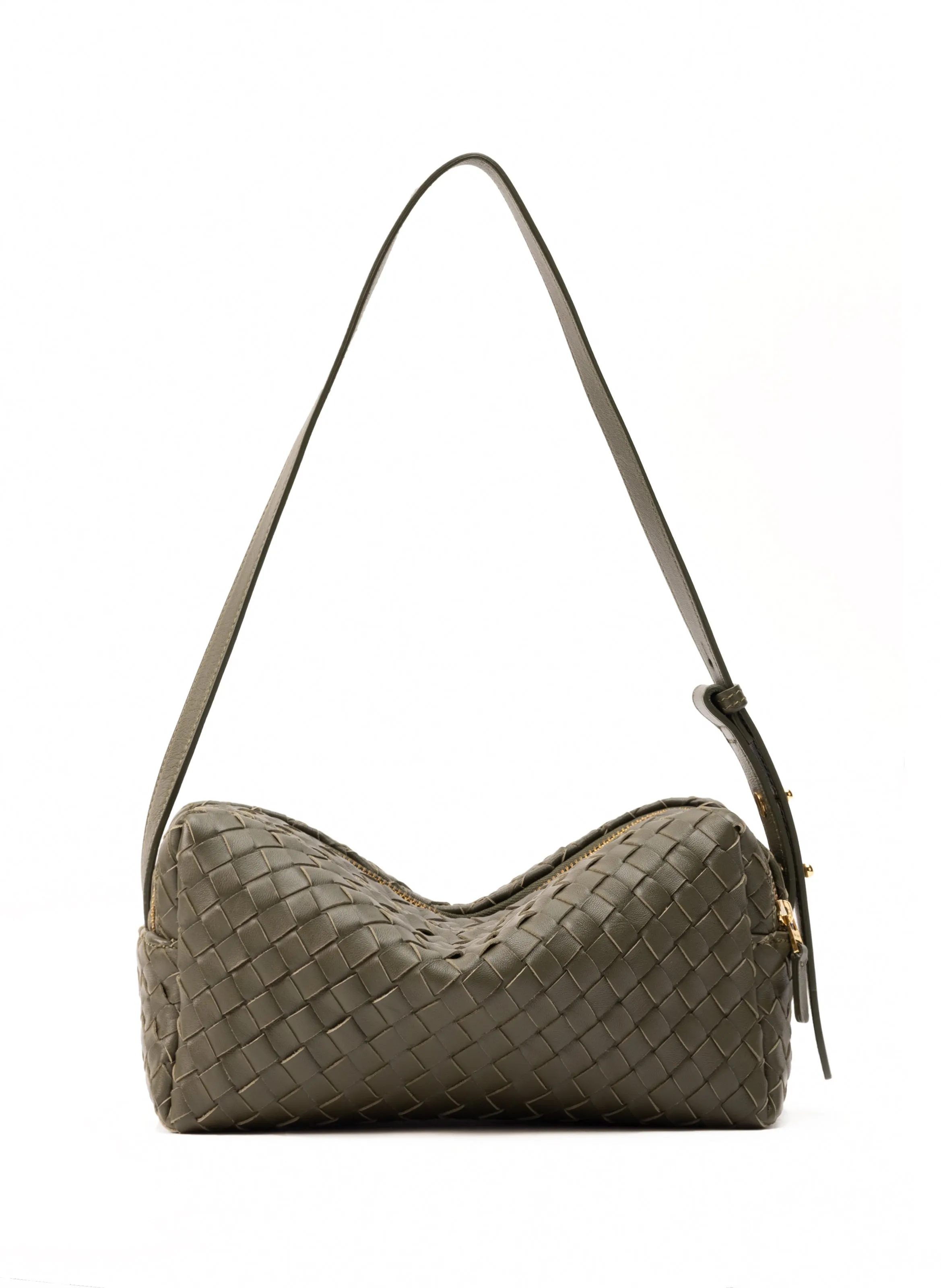 Trousse Woven Leather Olive Green sold by Elleme