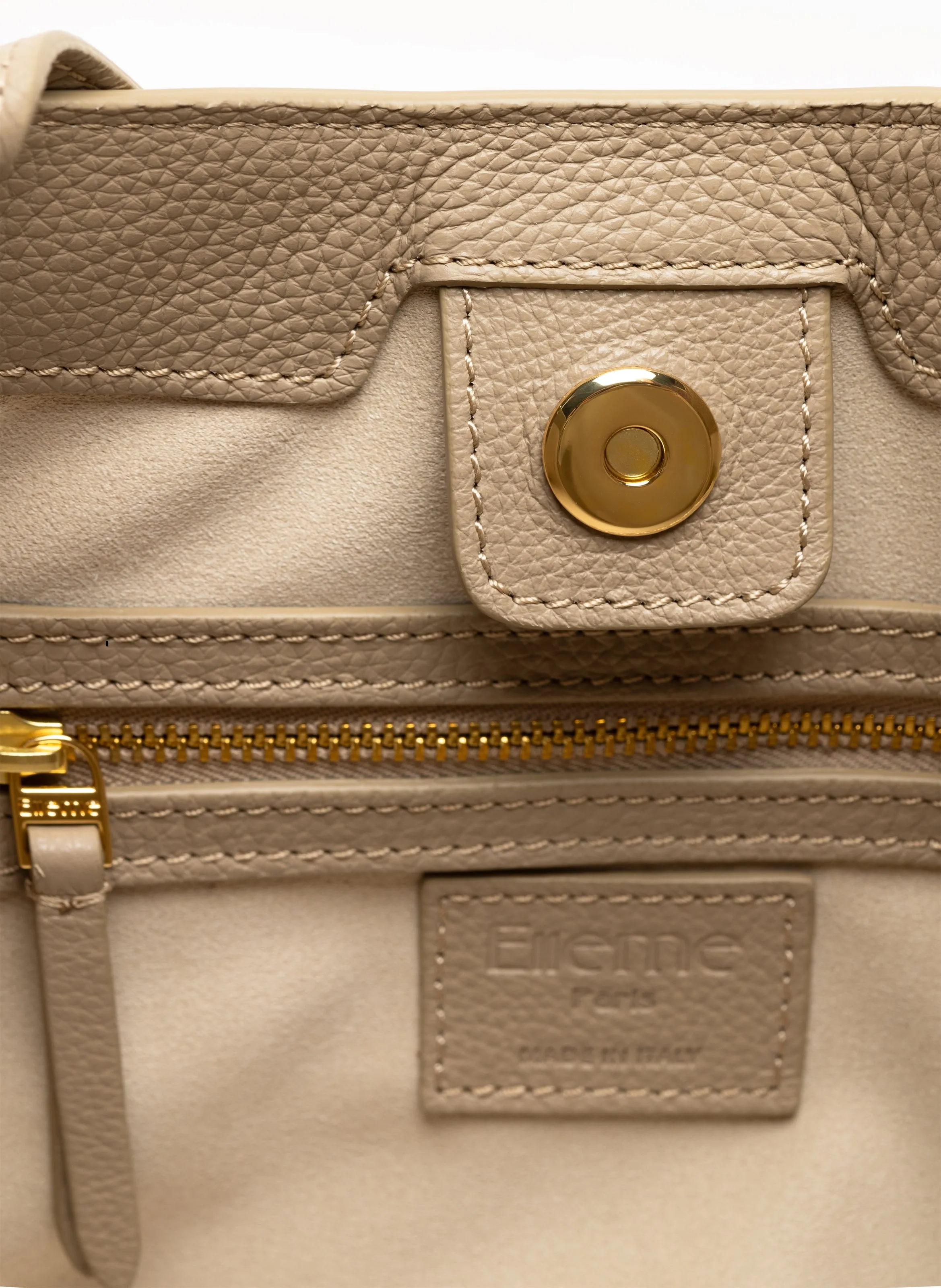 Dimple Tote Pebbled Leather Taupe sold by Elleme product image thumbnail 3