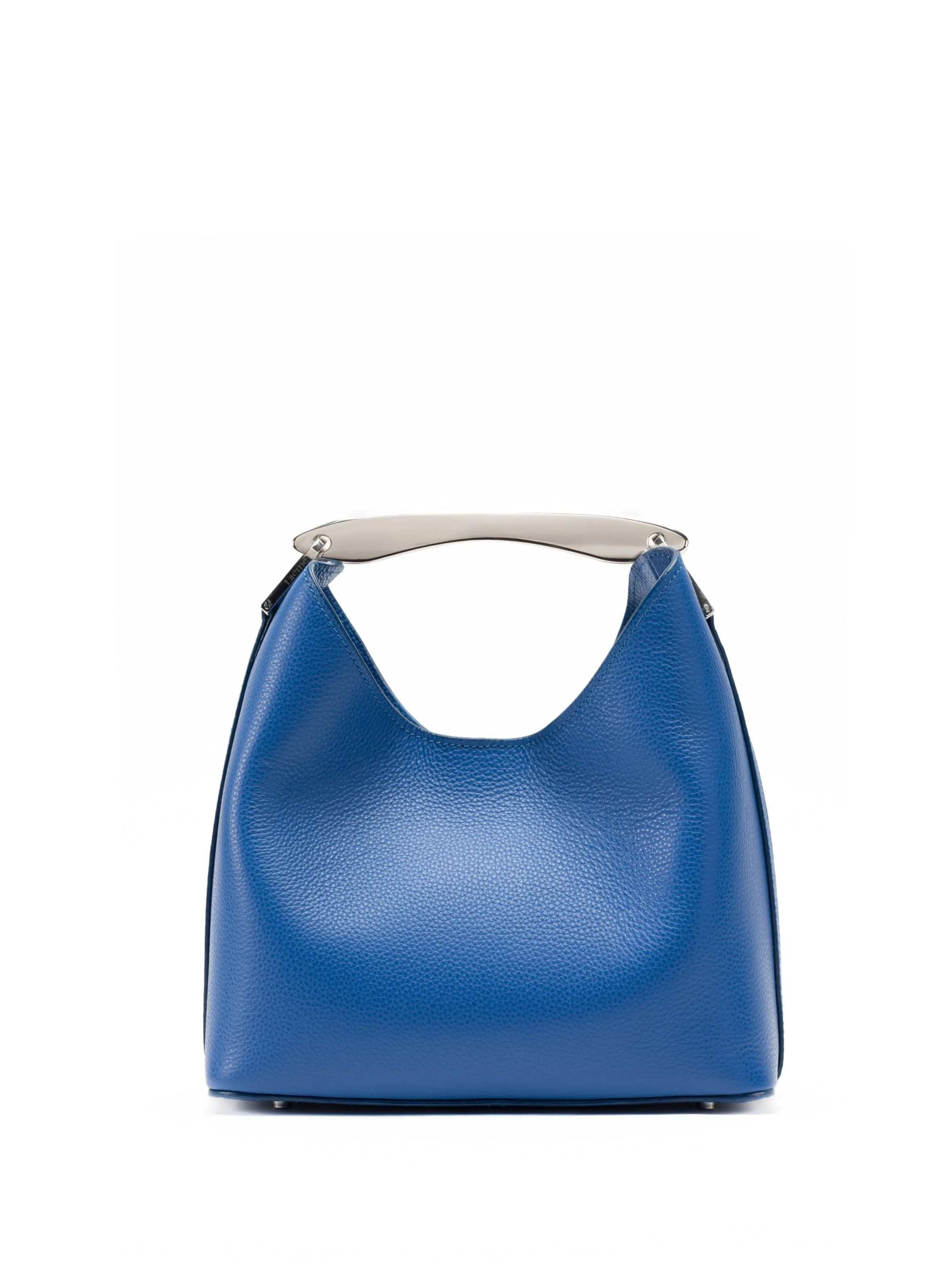 Small Boomerang Pebbled Leather Azure Blue - Silver sold by Elleme