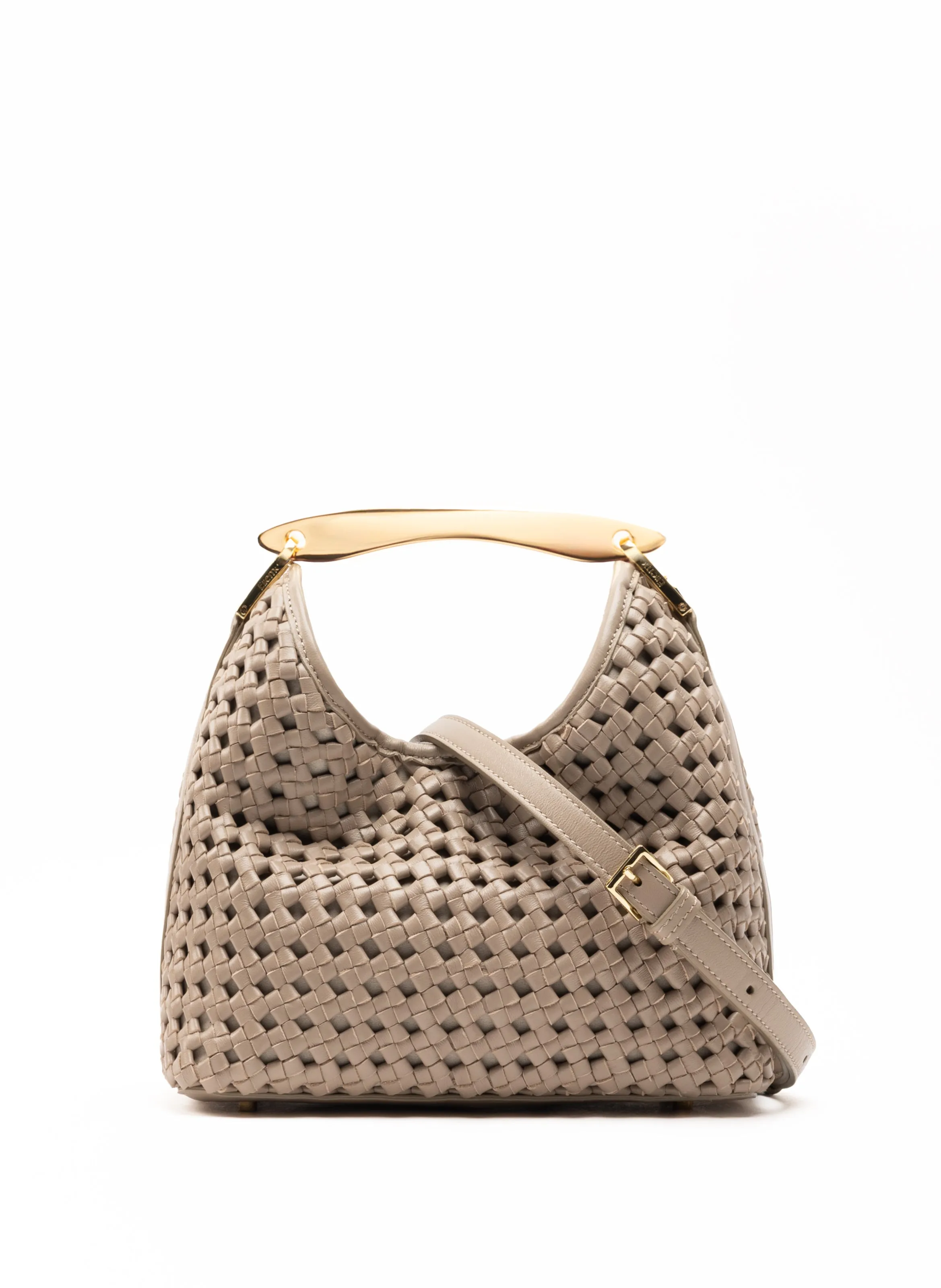 Small Boomerang Woven Leather Taupe sold by Elleme product image thumbnail 4