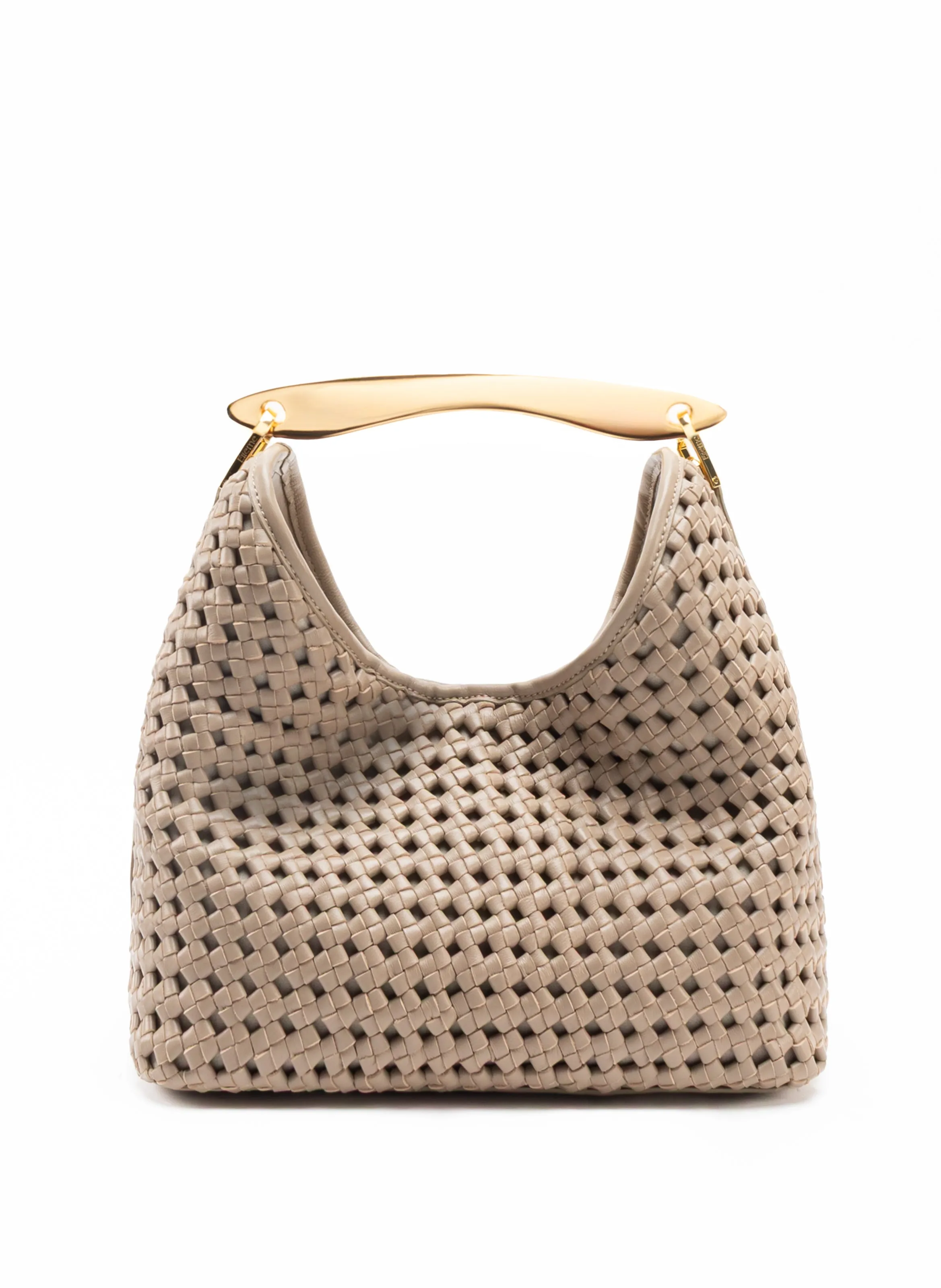 Boomerang Woven Leather Taupe sold by Elleme