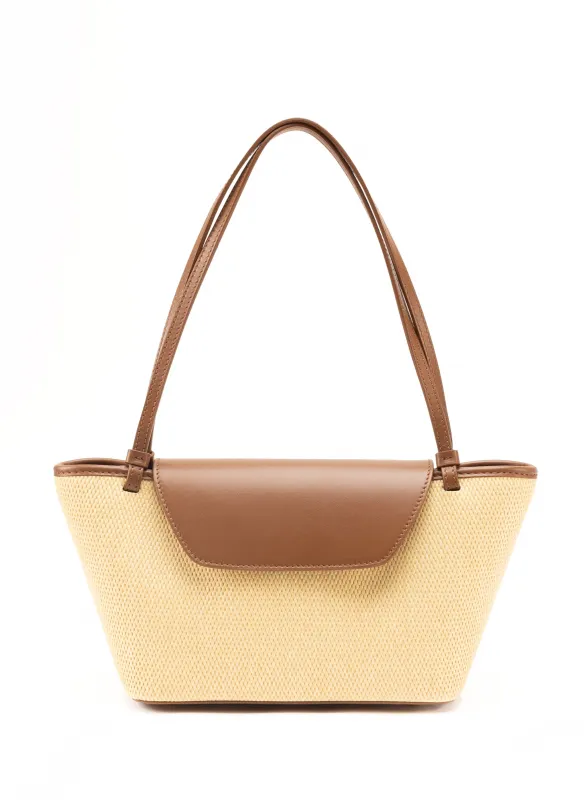 Courrier Tote Raffia/Leather Natural/Cognac sold by Elleme