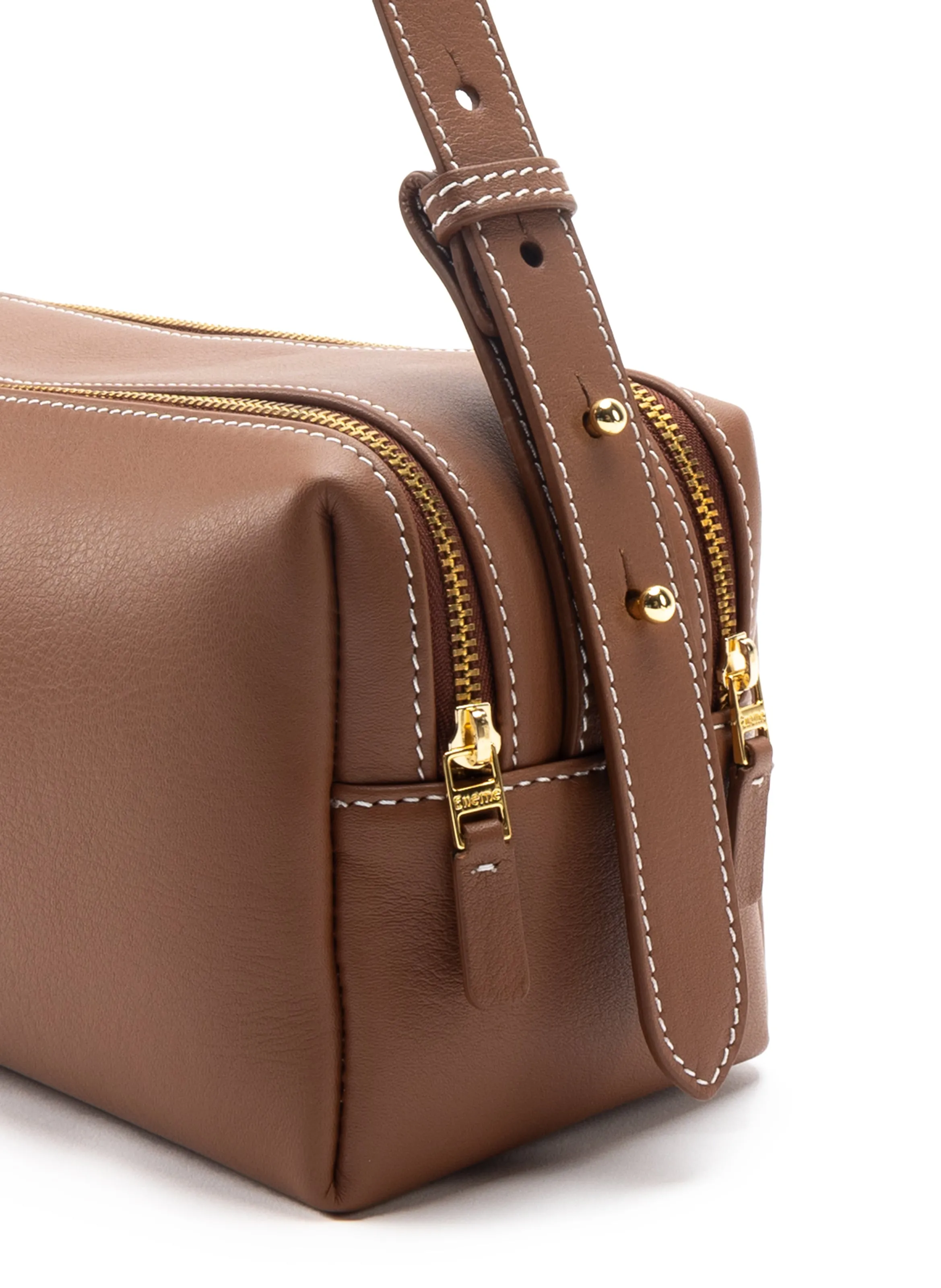 Trousse Pebbled Leather Cognac/White stitching sold by Elleme product image thumbnail 4