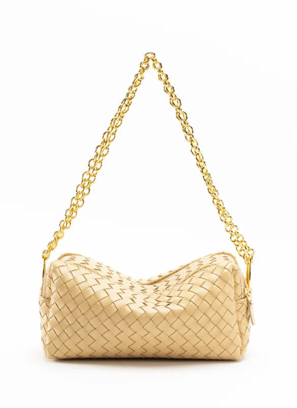 Trousse Chain Woven Leather Butter sold by Elleme