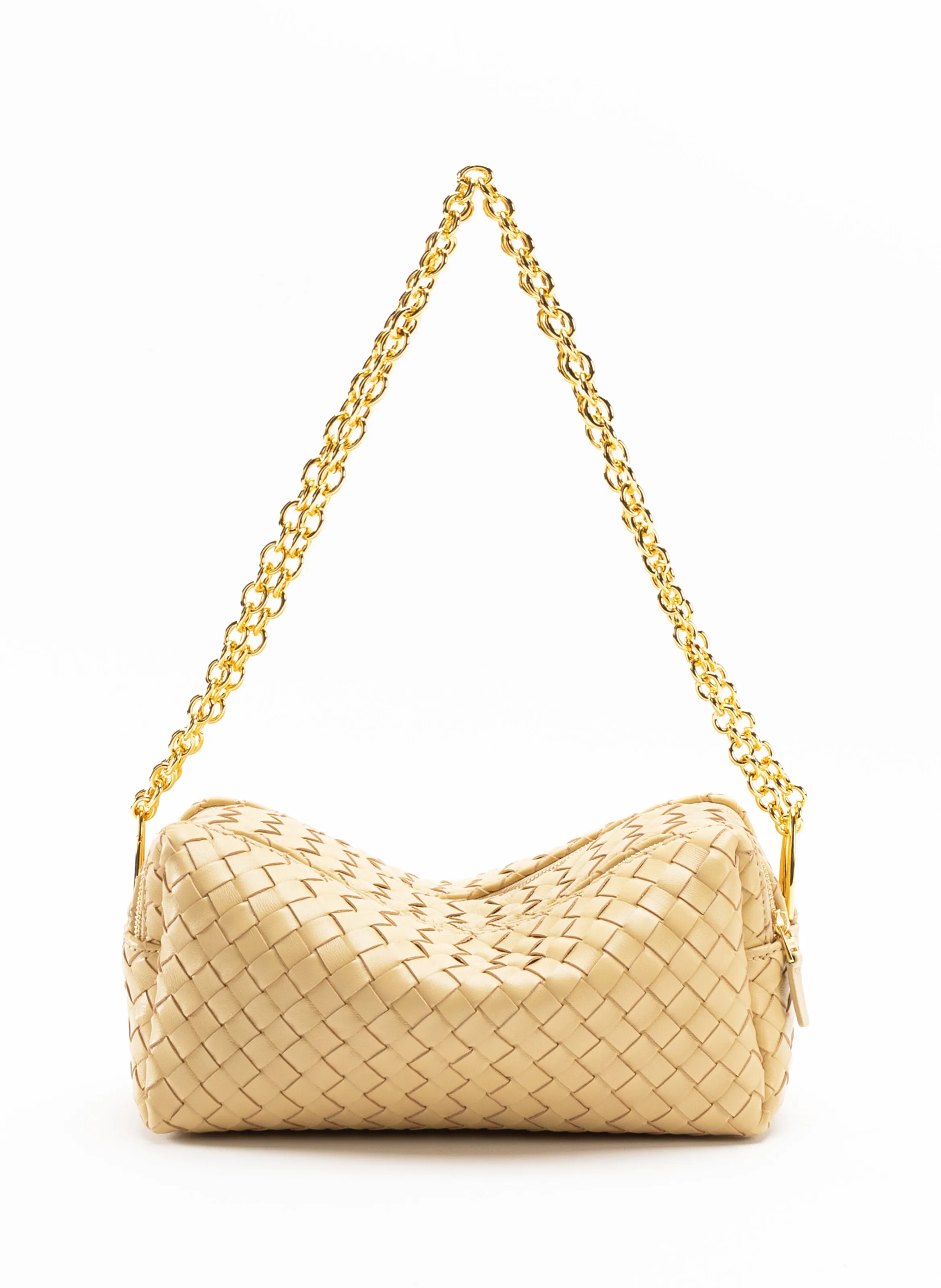 Trousse Chain Woven Leather Butter sold by Elleme