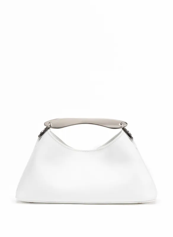 Mini Boomerang Leather White - Silver sold by Elleme