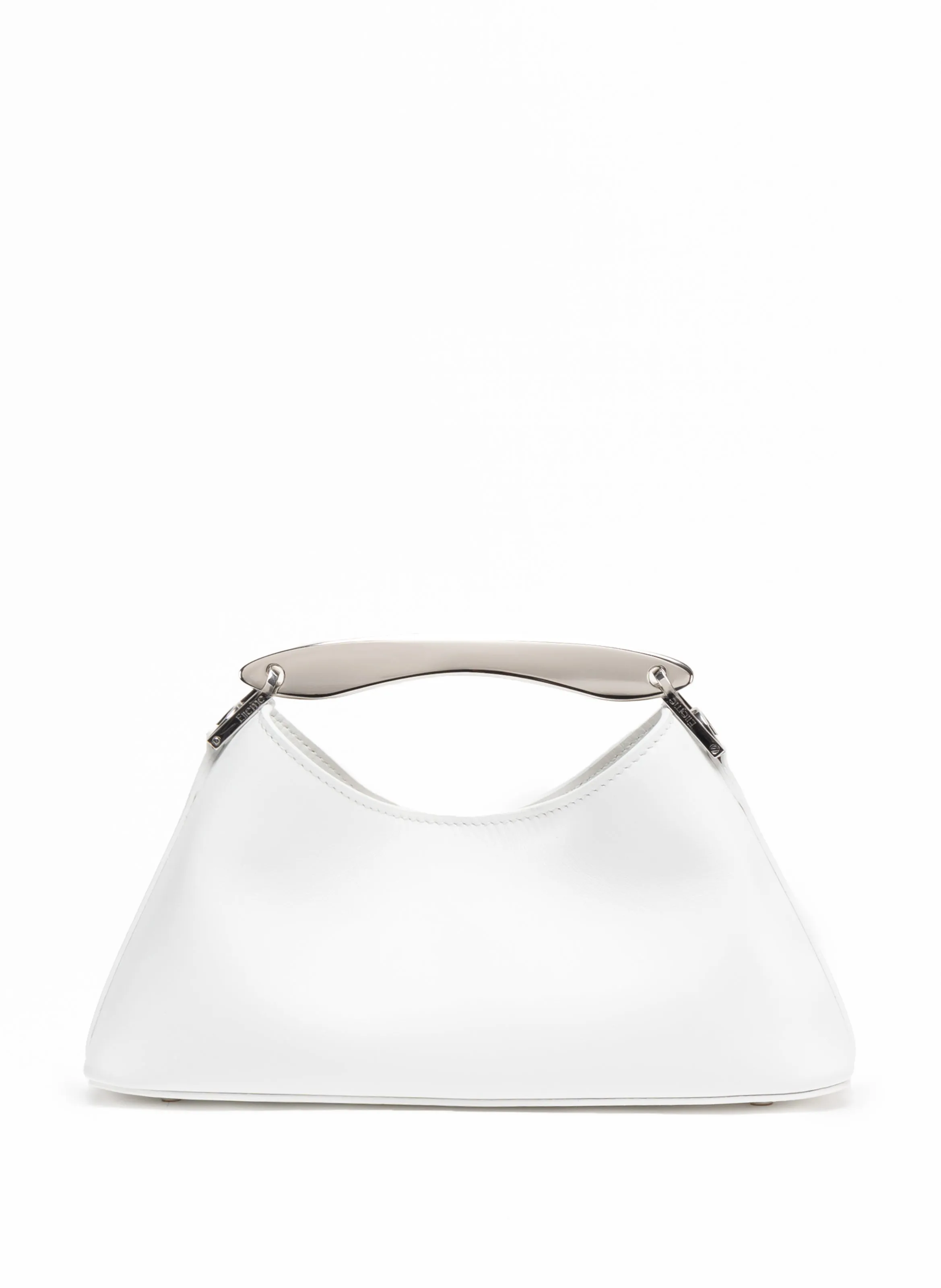 Mini Boomerang Leather White - Silver sold by Elleme