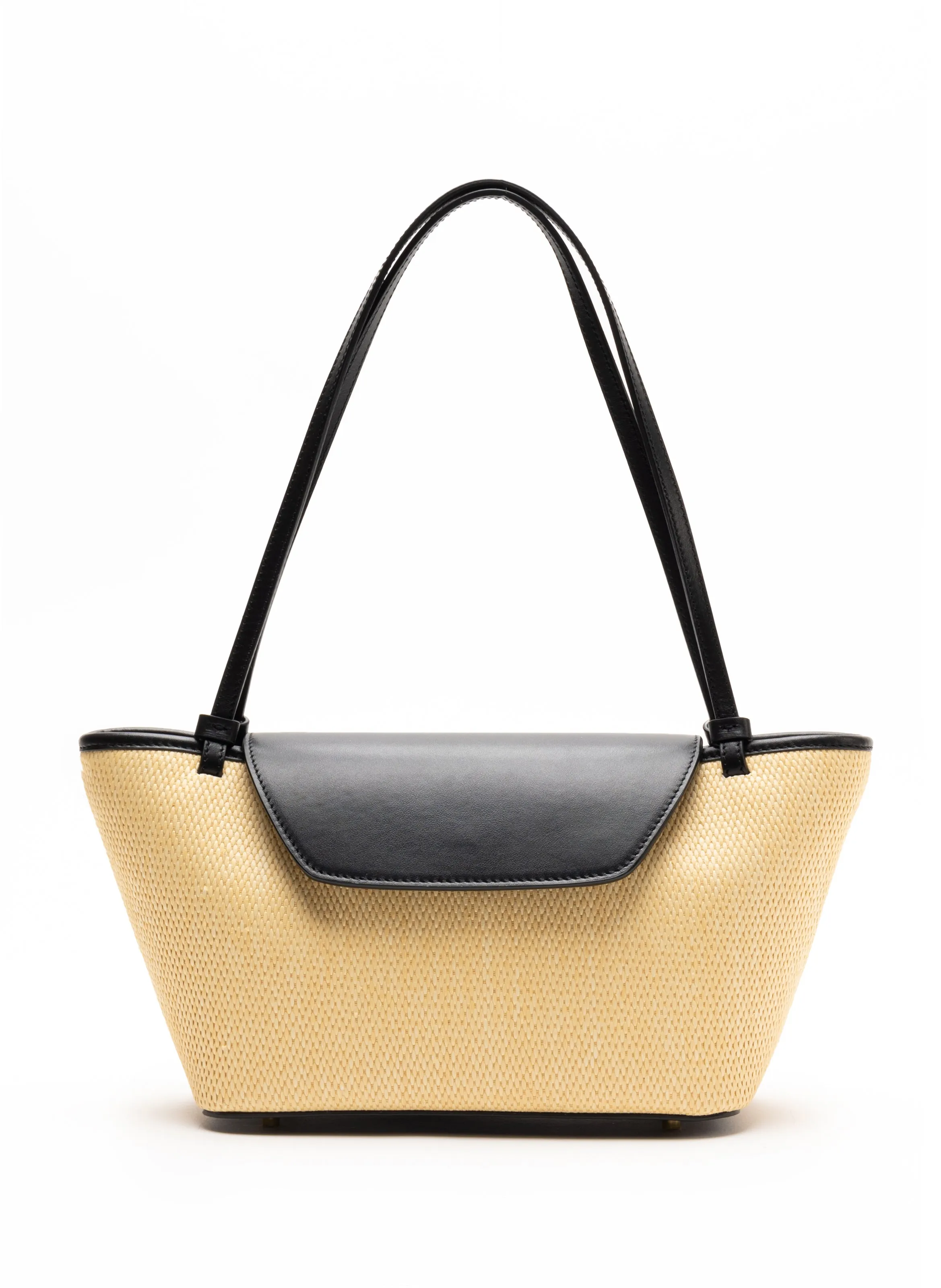 Courrier Tote Raffia/Leather Natural/Black sold by Elleme