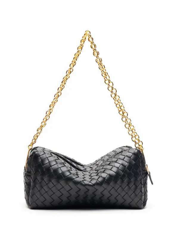 Trousse Chain Woven Leather Black sold by Elleme