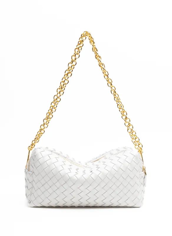 Trousse Chain Woven Leather White sold by Elleme