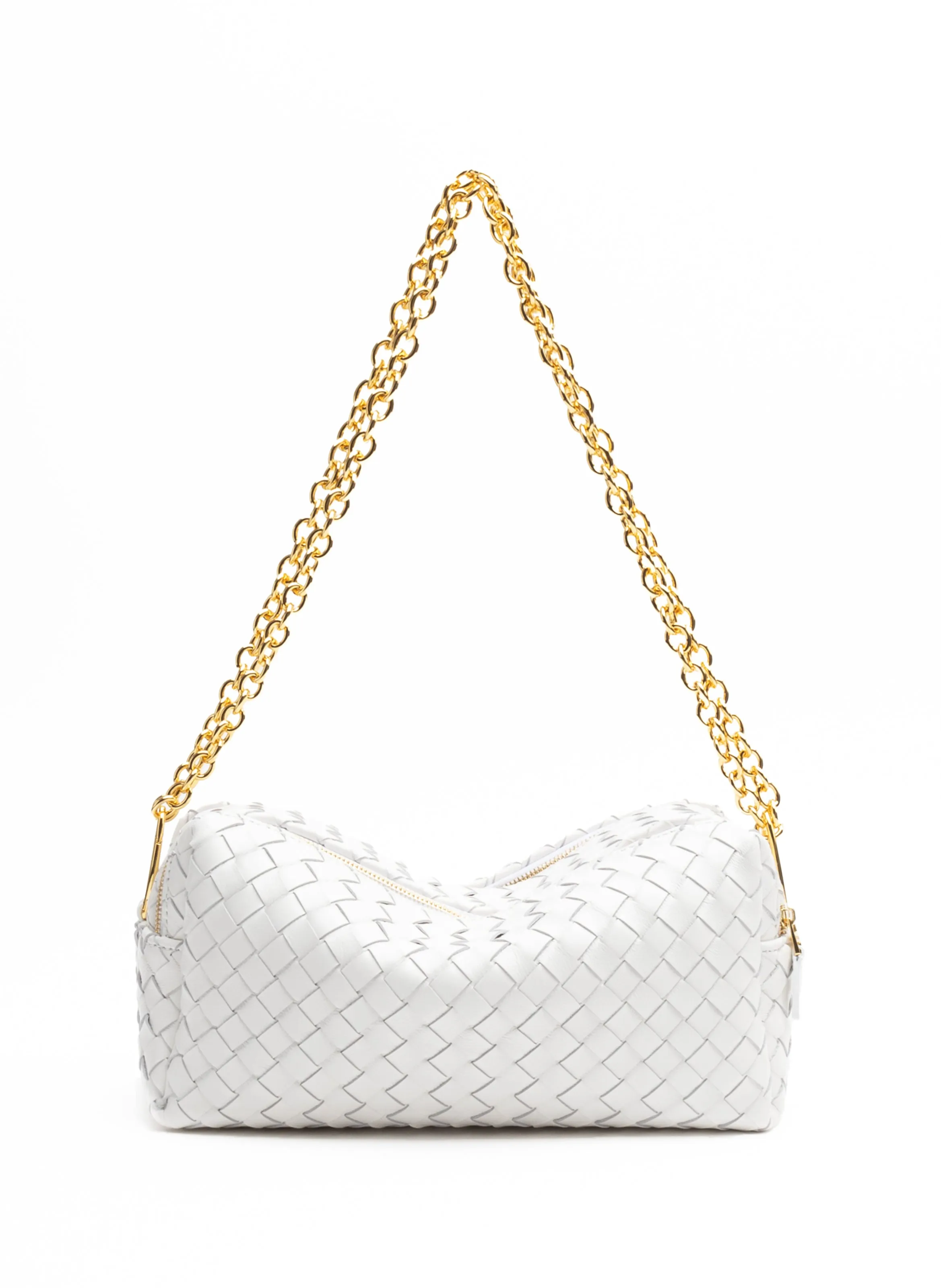 Trousse Chain Woven Leather White sold by Elleme