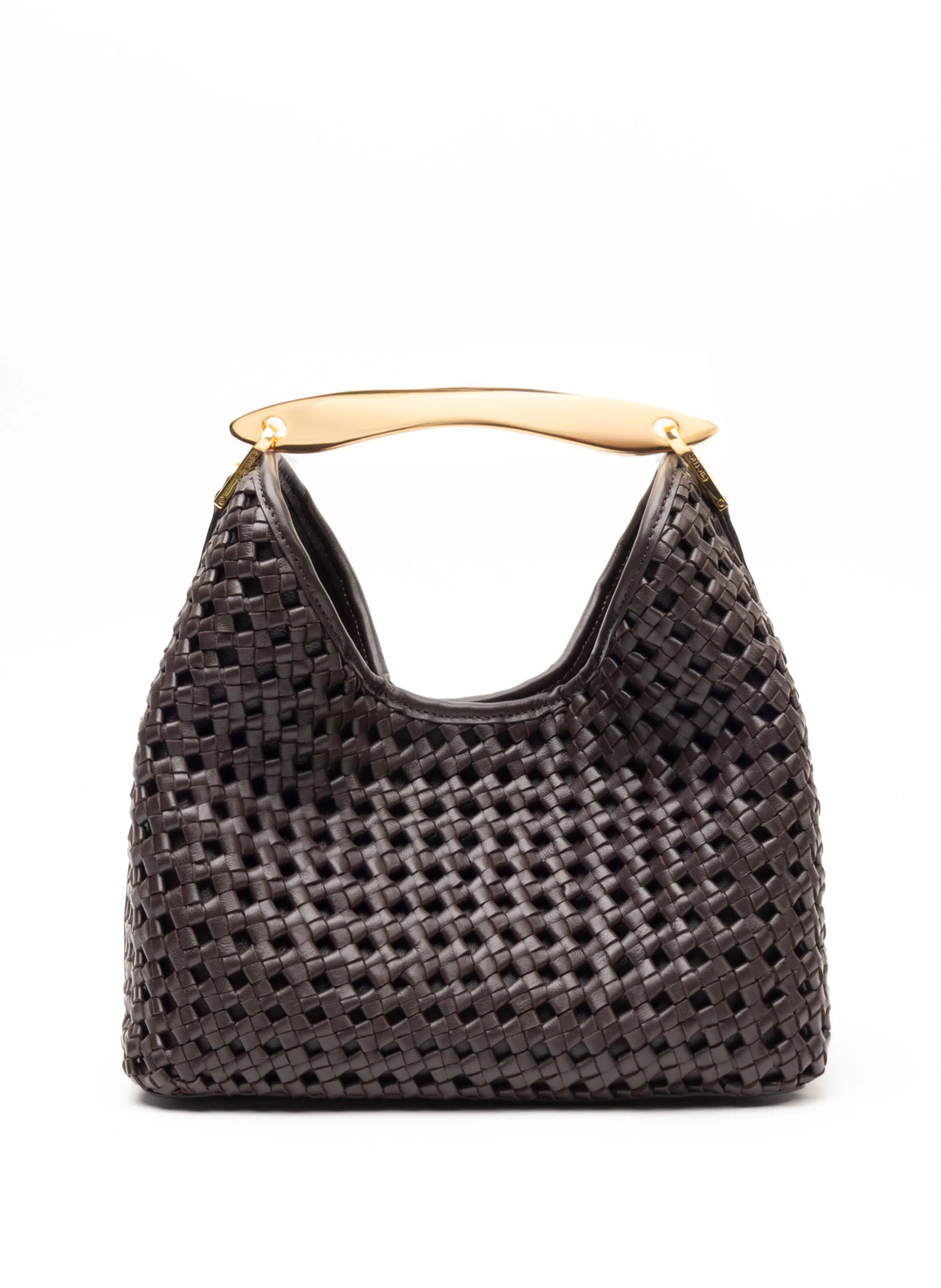 Boomerang Woven Leather Dark Brown sold by Elleme