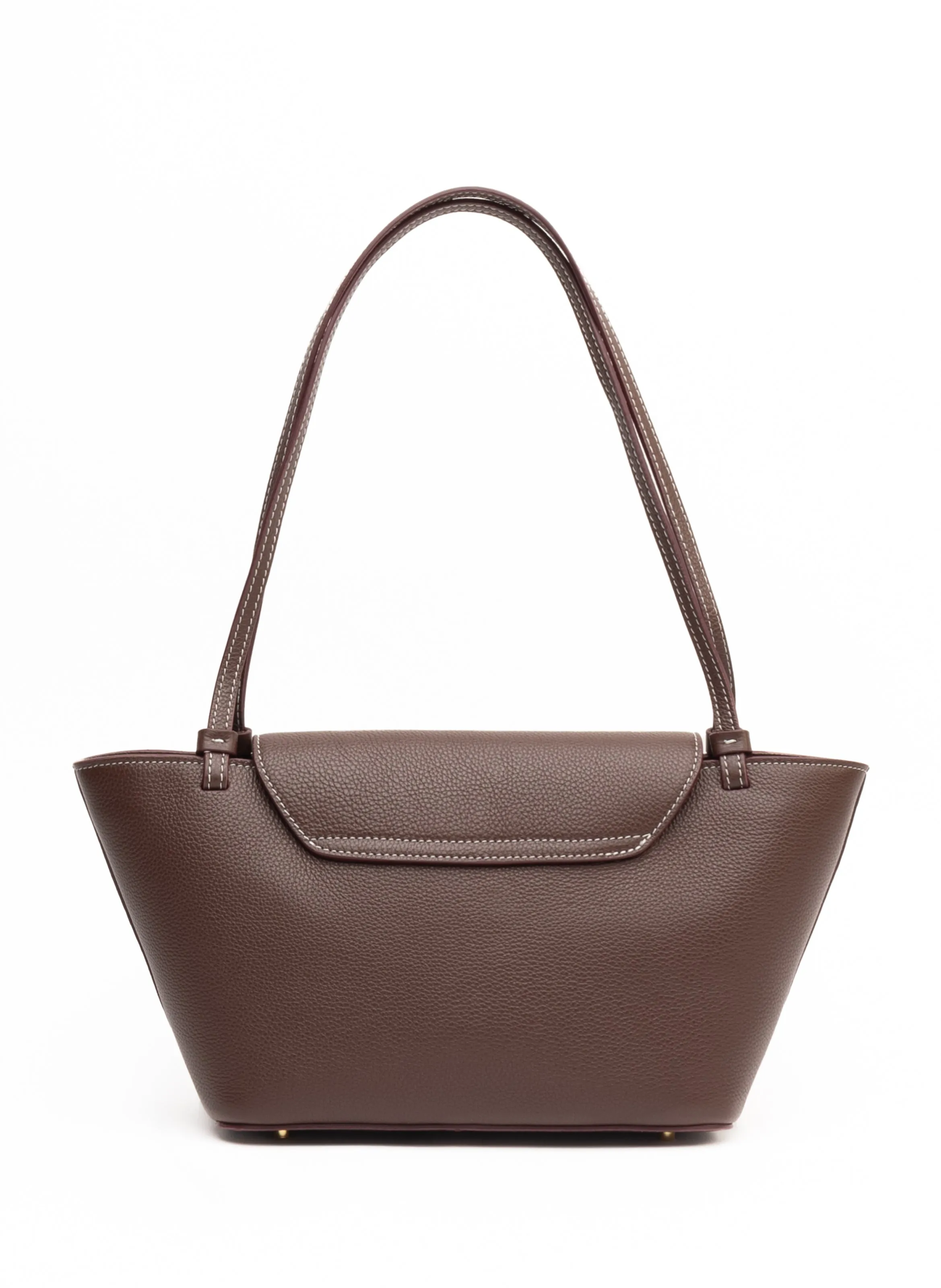 Courrier Tote Pebbled Leather Dark Brown/White Stitches sold by Elleme product image thumbnail 3