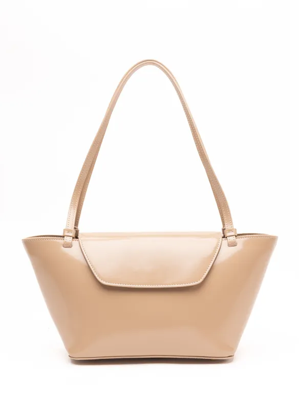 Courrier Tote Patent Leather Beige sold by Elleme