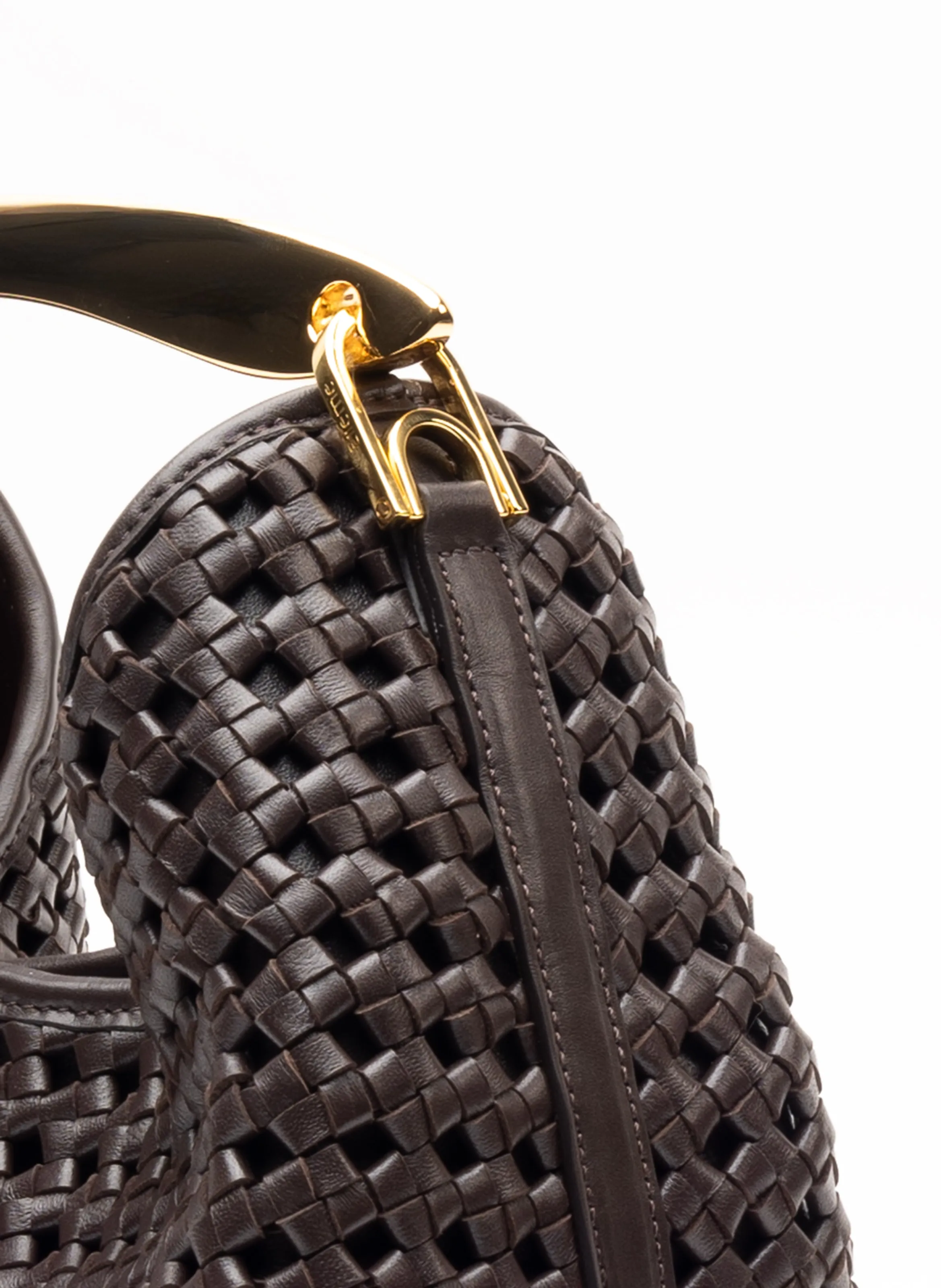 Small Boomerang Woven Leather Dark Brown sold by Elleme product image thumbnail 5