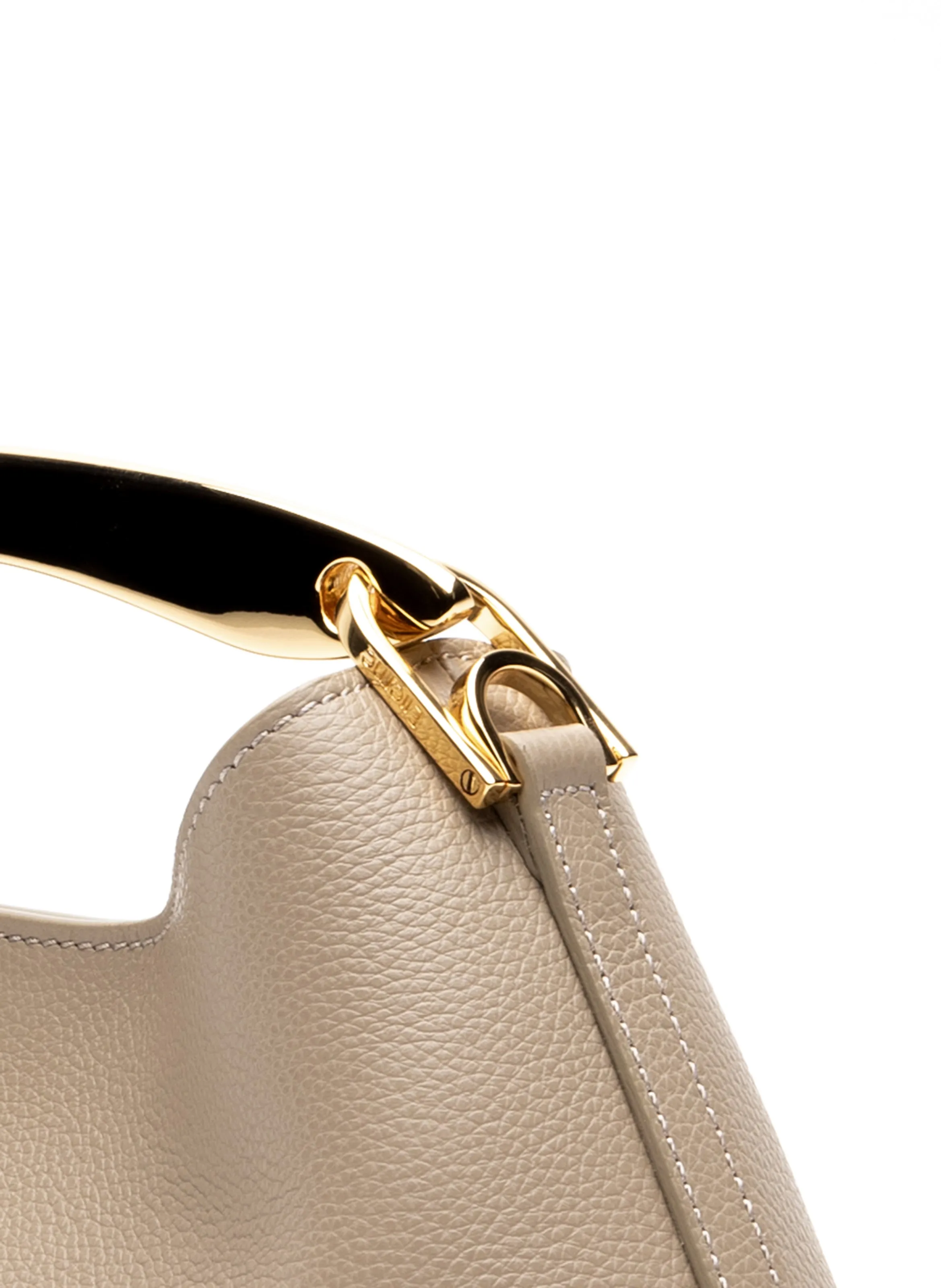 Mini Boomerang Pebbled Leather Taupe - Gold sold by Elleme product image thumbnail 4