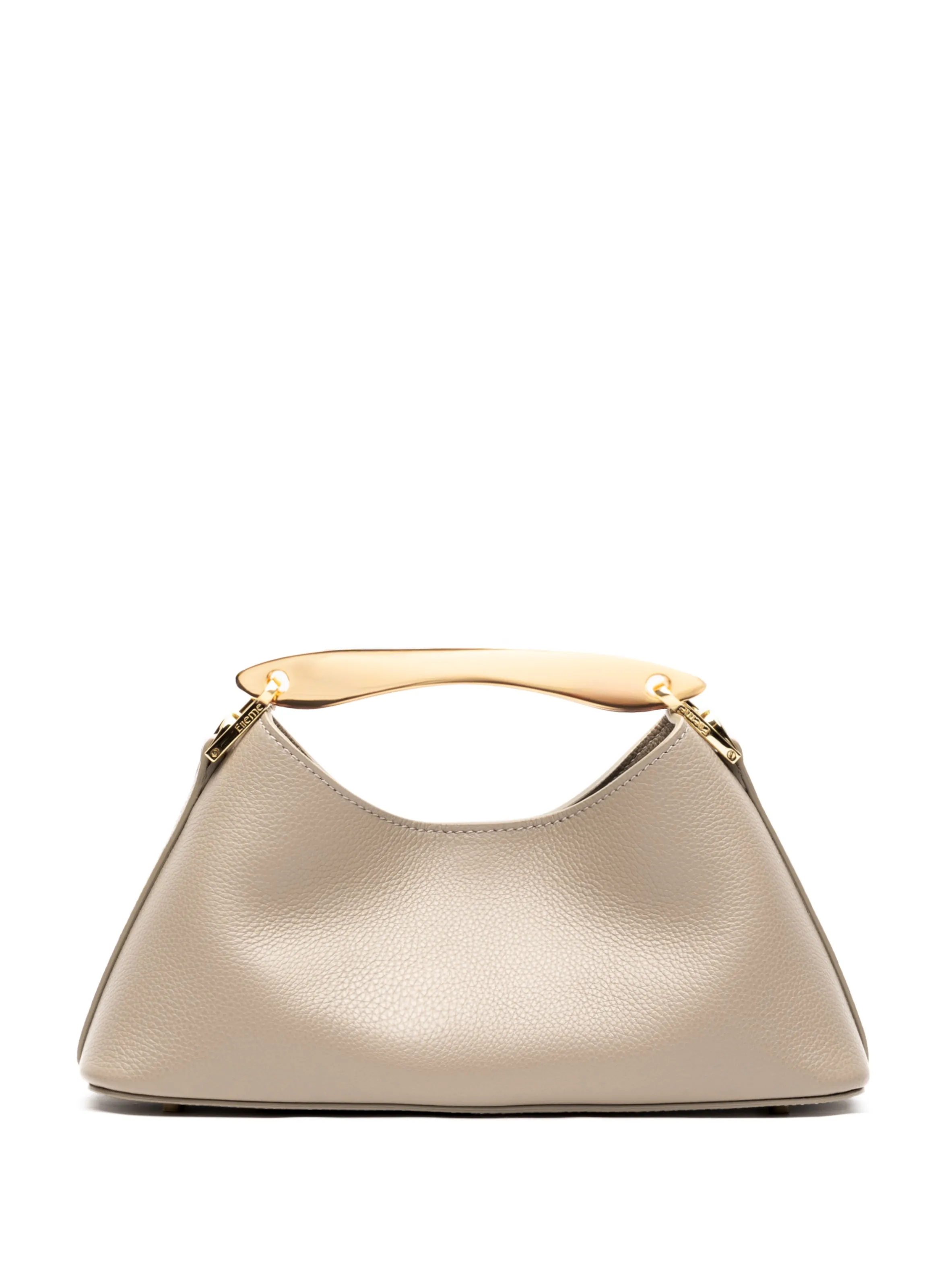 Mini Boomerang Pebbled Leather Taupe - Gold sold by Elleme