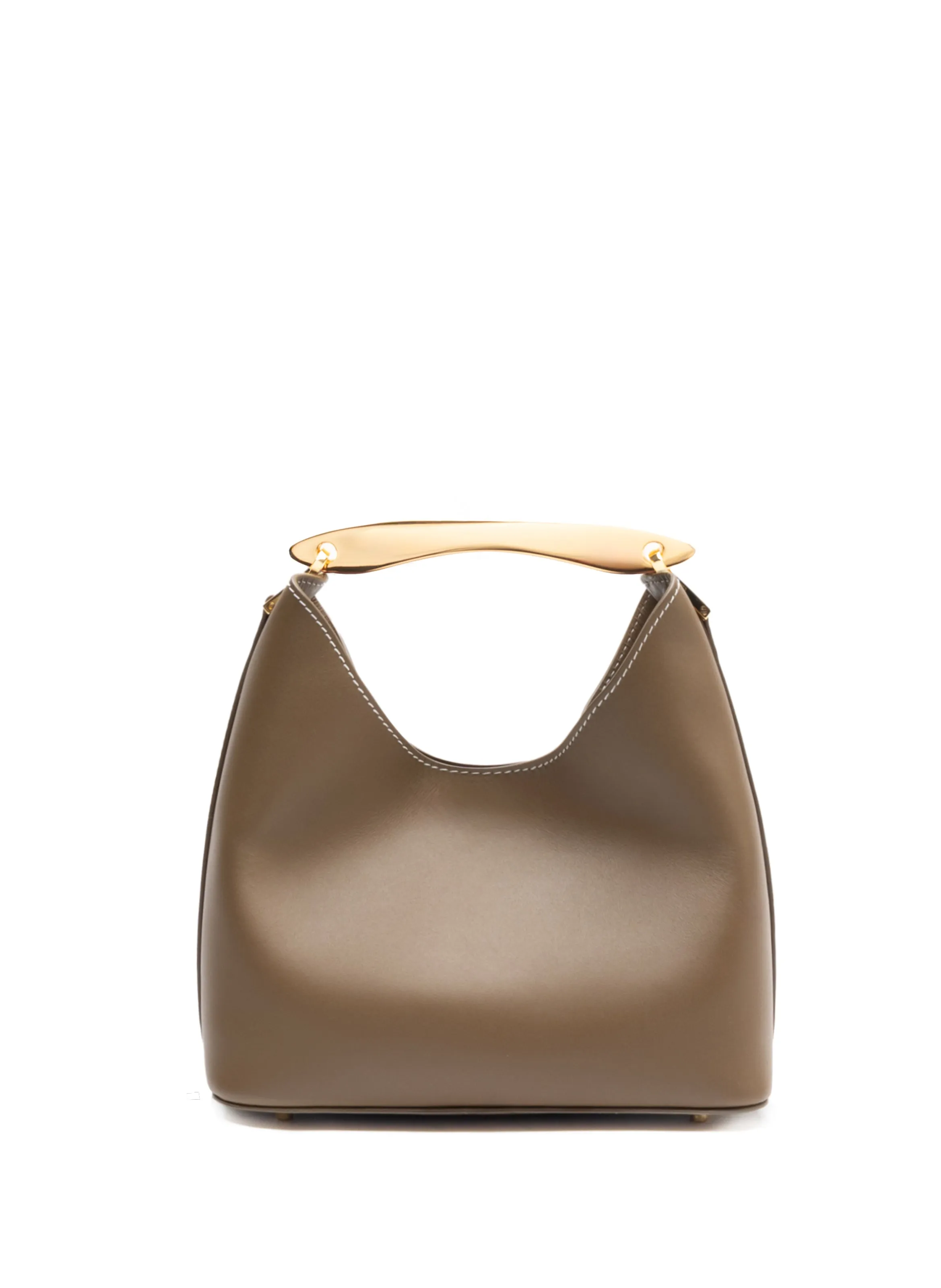 Small Boomerang Leather Rock/White Stitches sold by Elleme