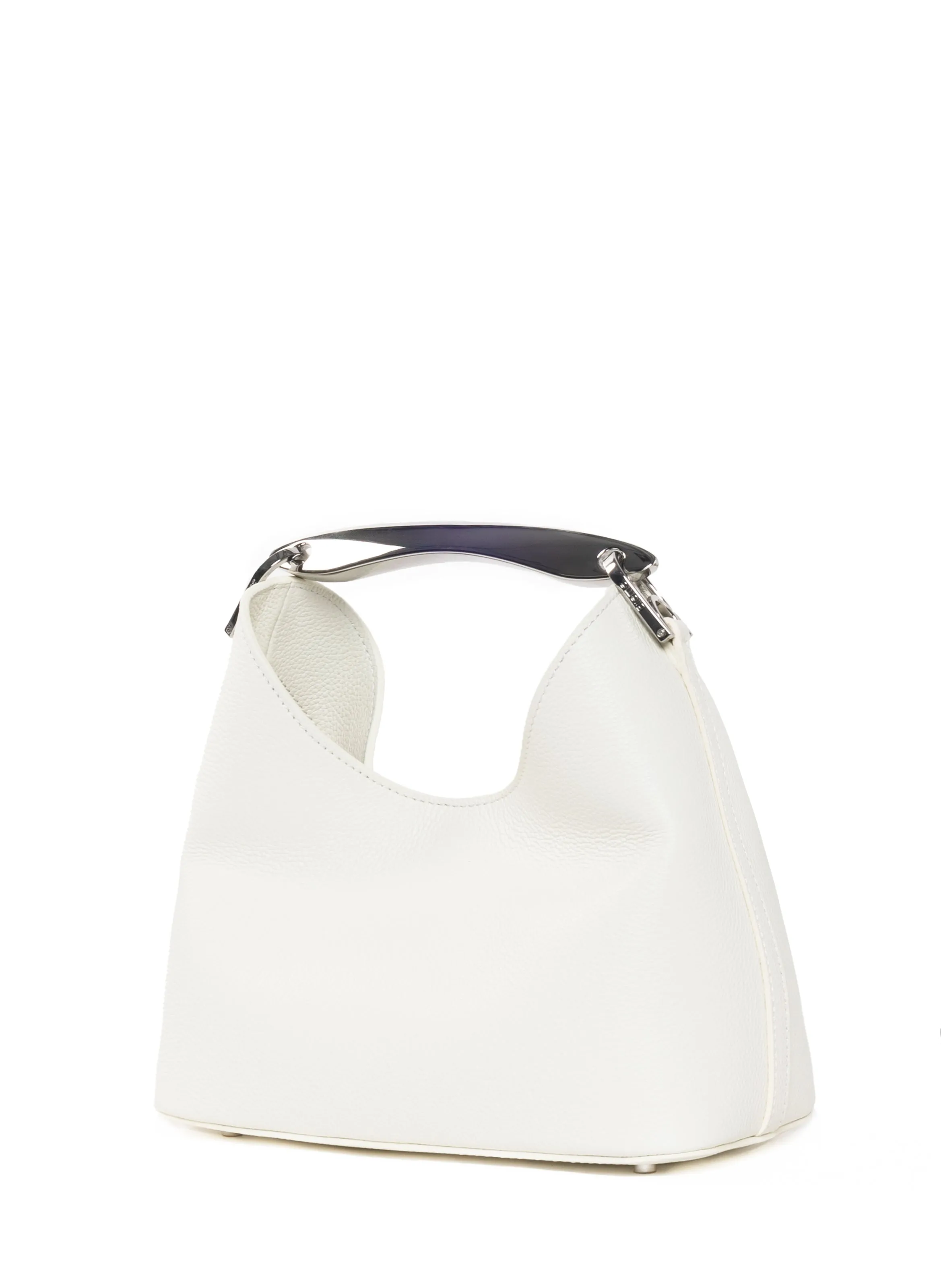 Small Boomerang Pebbled Leather White - Silver sold by Elleme product image thumbnail 3